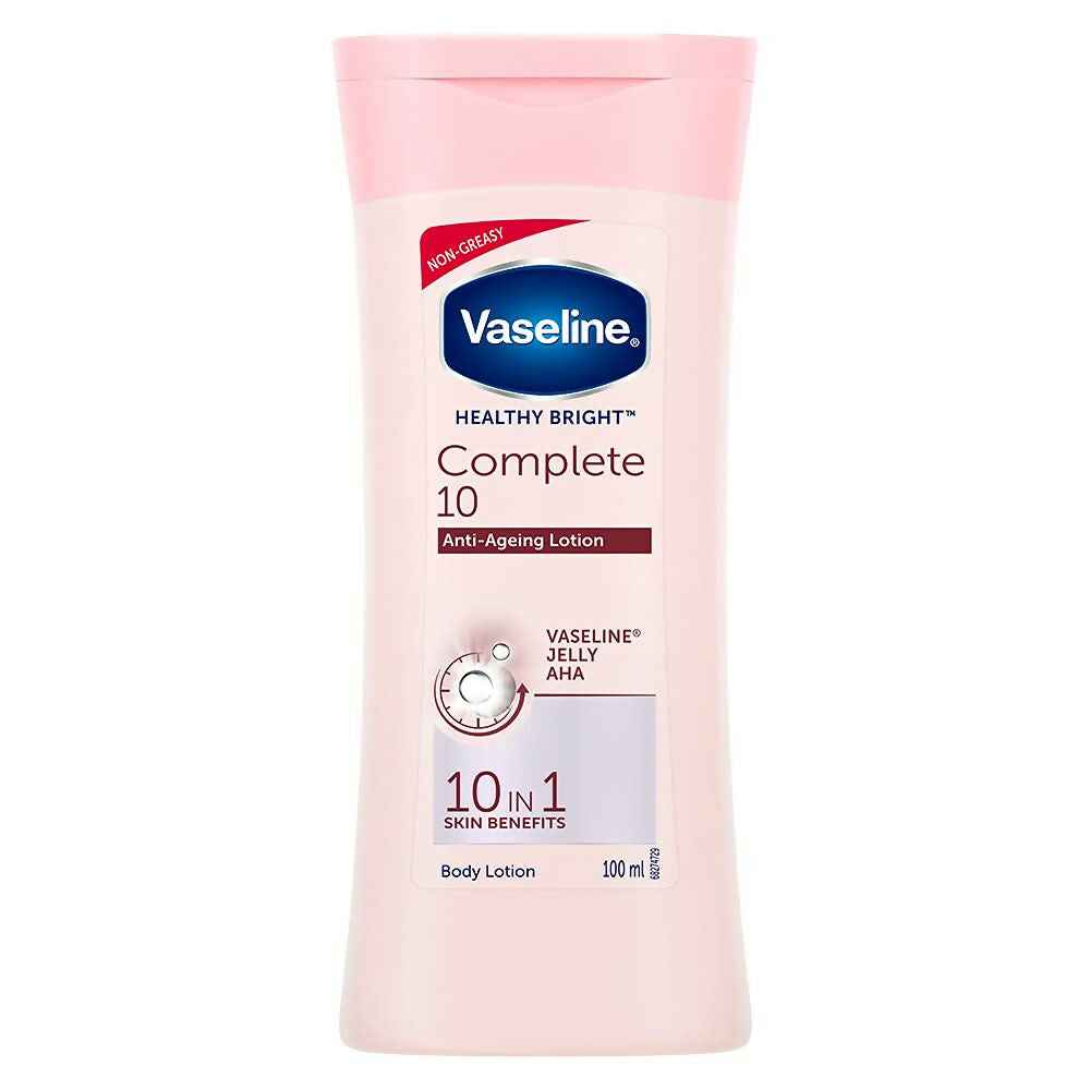 Vaseline Healthy Bright Complete 10 Anti Ageing Body Lotion, 10 in 1 Body Lotion With Vitamin B3, AHA, Pro-Retinol
