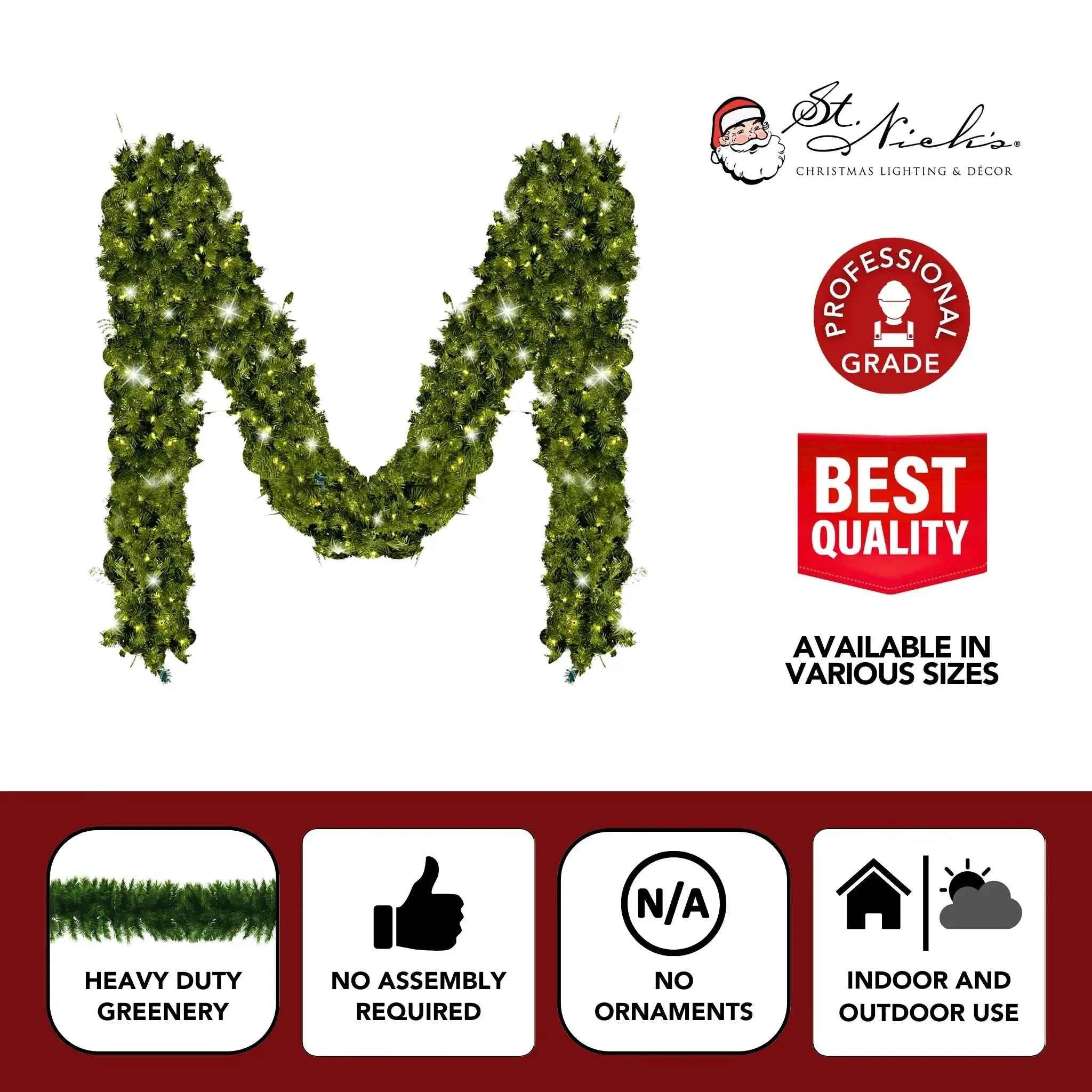 Green Garland with Warm White Lights | 99&