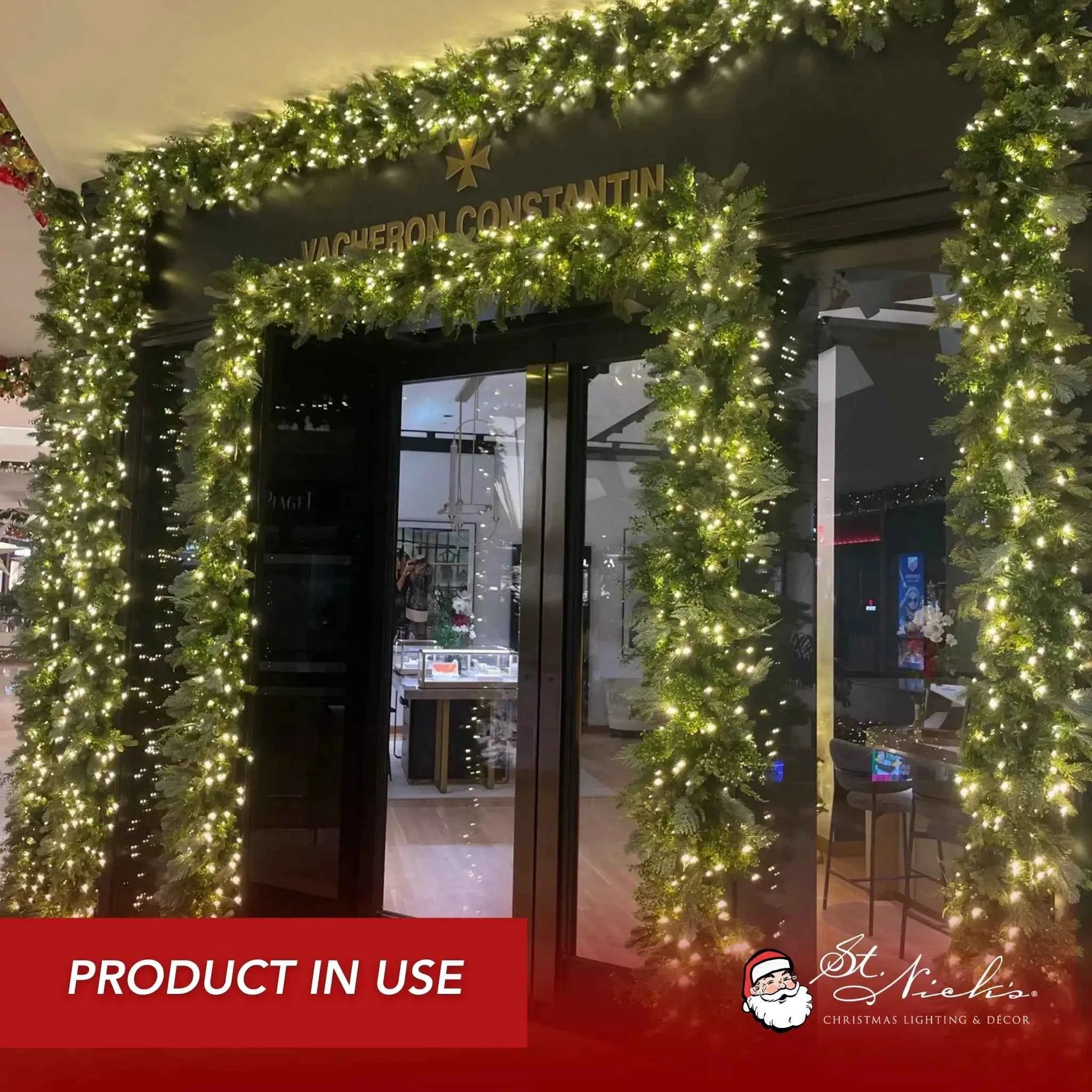 Green Garland with Warm White Lights | 99&