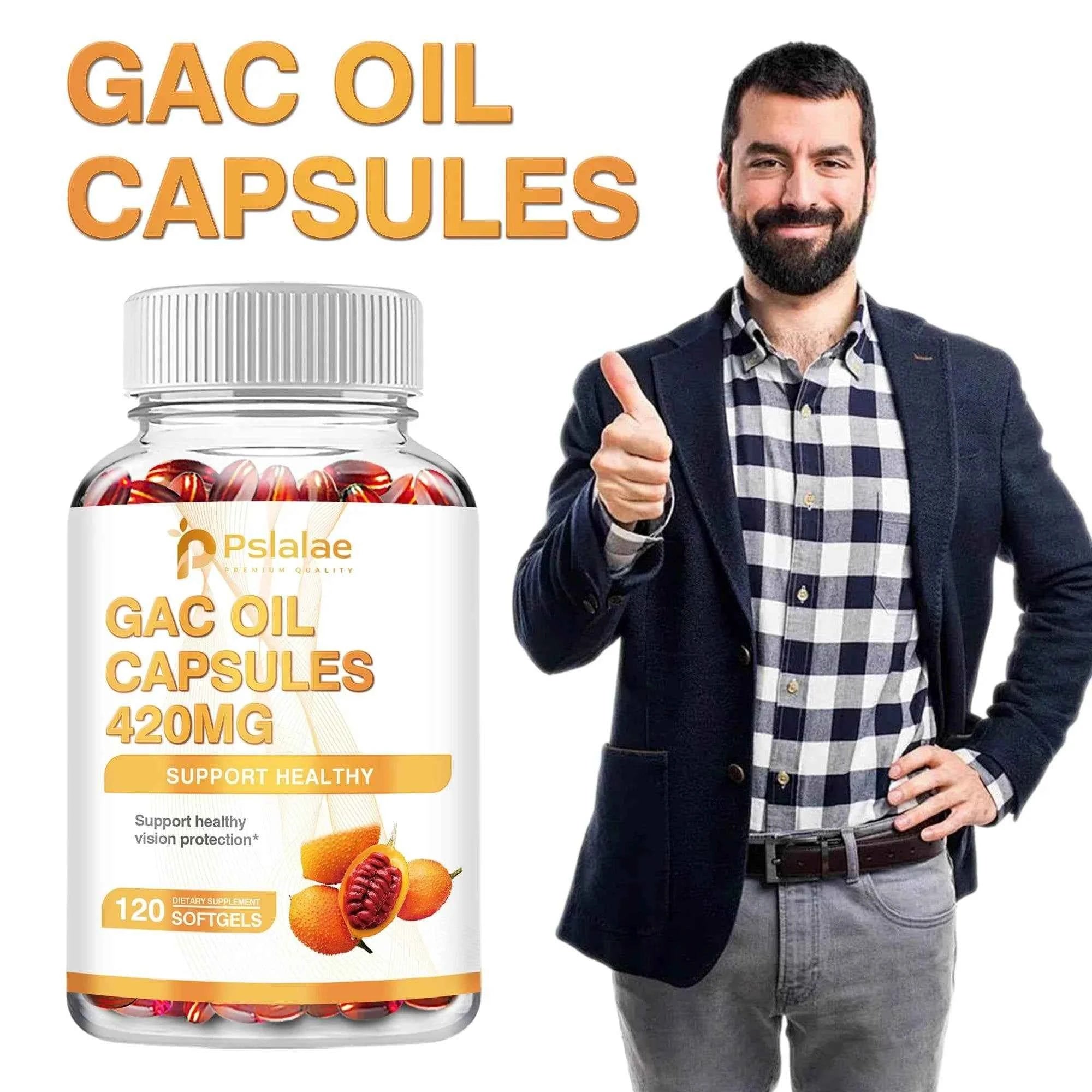 Gac Oil 420mg - Vision Protection, Gastrointestinal Support, Cholesterol Reduction - 120 Capsules