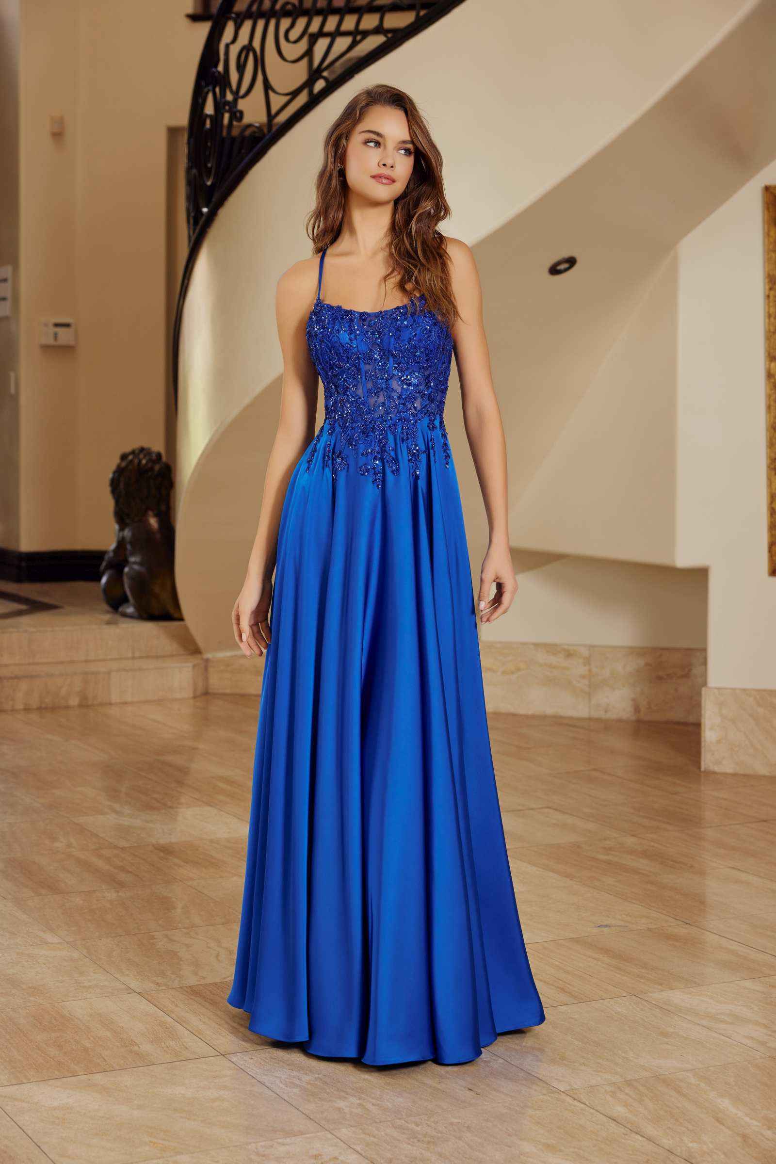 Nox Anabel A1725 Stretch Satin A-Line Dress by DiscountDressShop