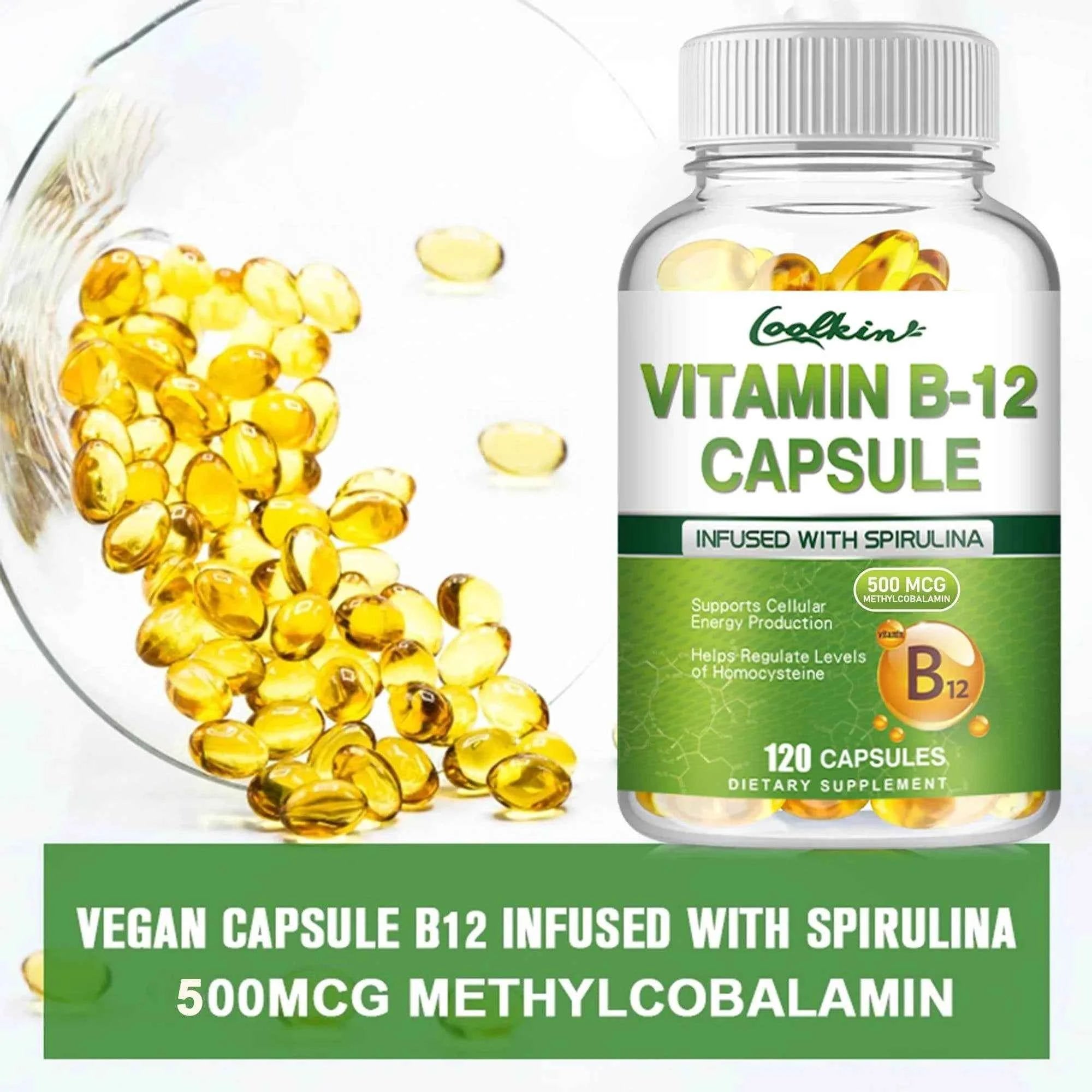 Vitamin B12 - Supports Energy Metabolism and Nervous System, Good for Brain and Heart Health - 120 Capsules
