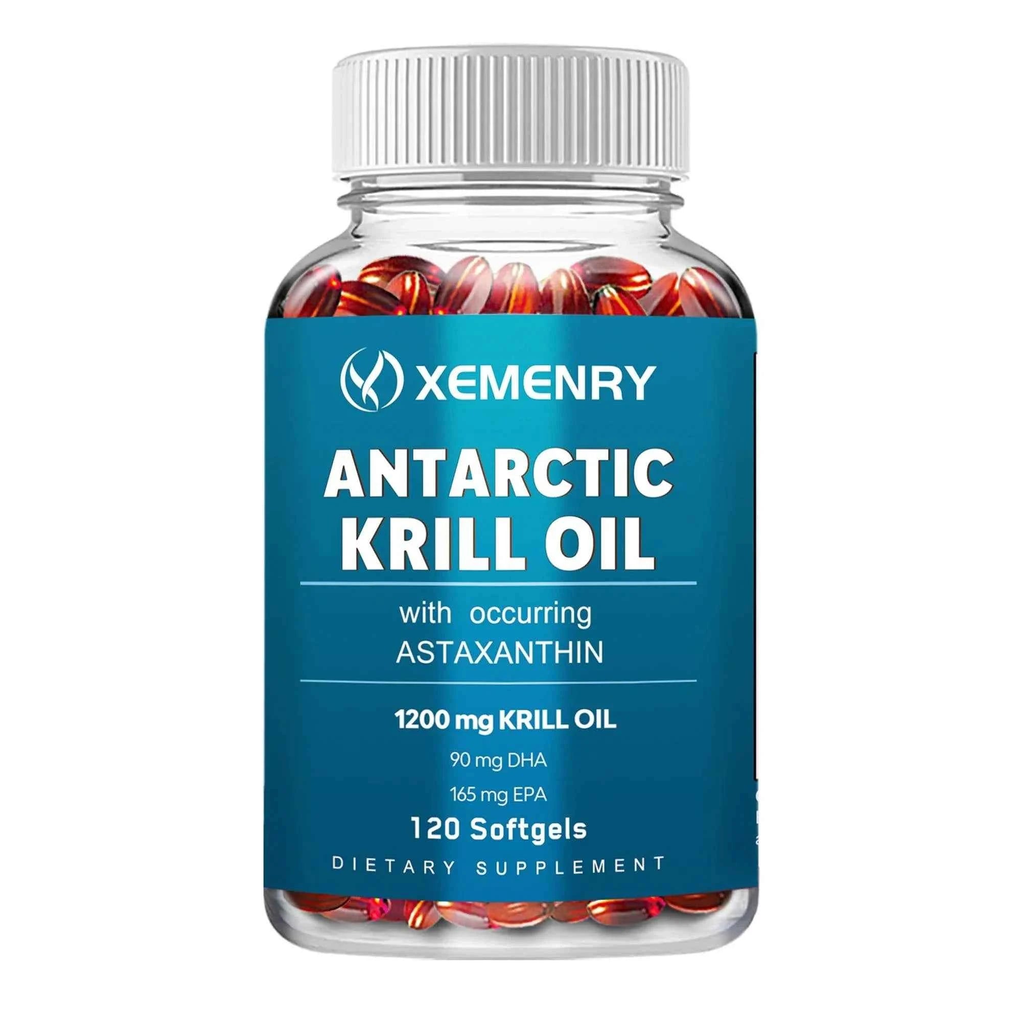 Antarctic Krill Oil Supplement - EPA, DHA, Astaxanthin Phospholipids, Heart, Brain, Joint Eye Health - 120 Capsules