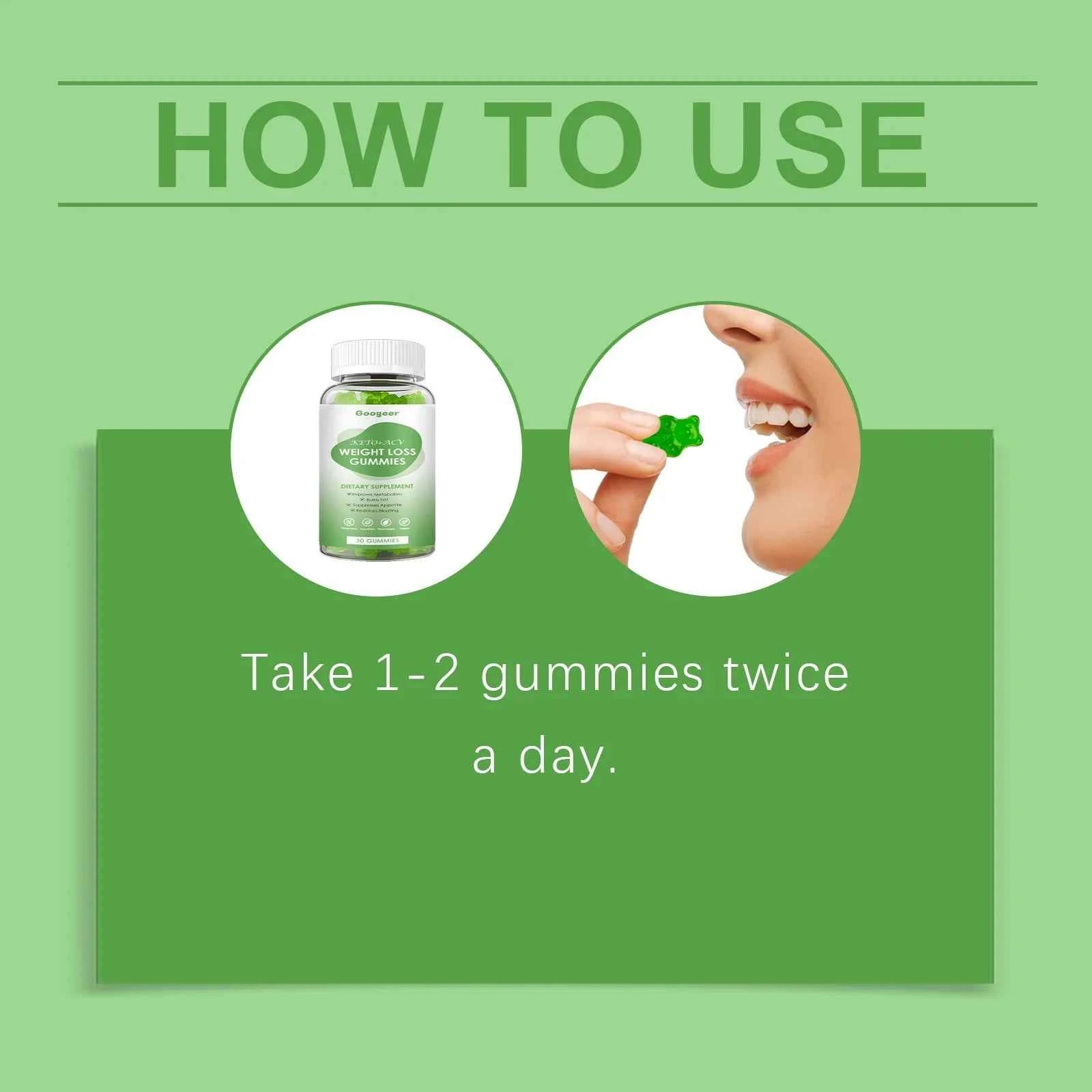 Googeer 30pcs Slimming Body Gummies Fat Burner Energy Support Dietary Supplement Fruit Flavor Anti Cellulite Weight Loss Gummies