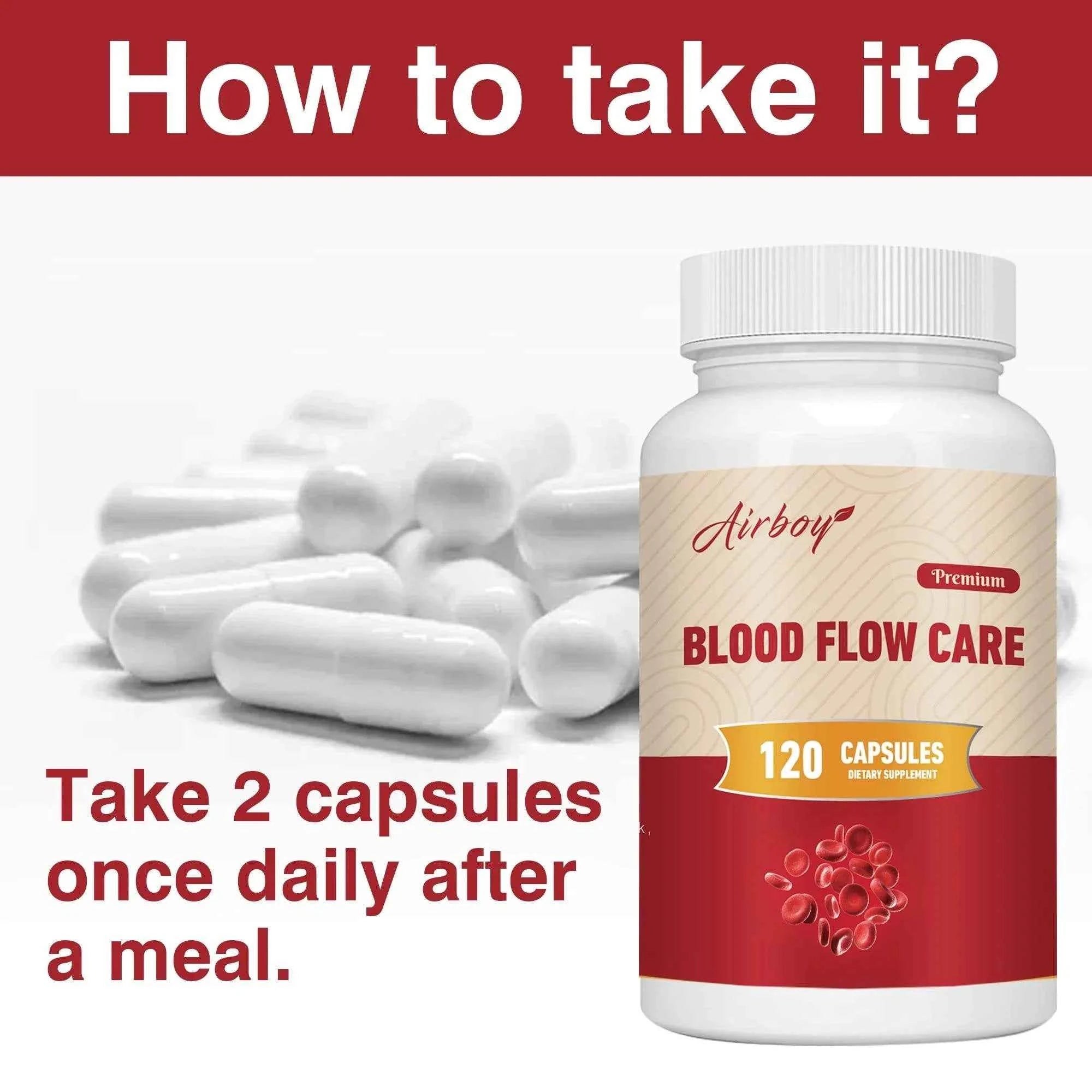 Blood Flow Care Supplement - Heart Health, Promotes Natural Blood Circulation - 120 Capsules