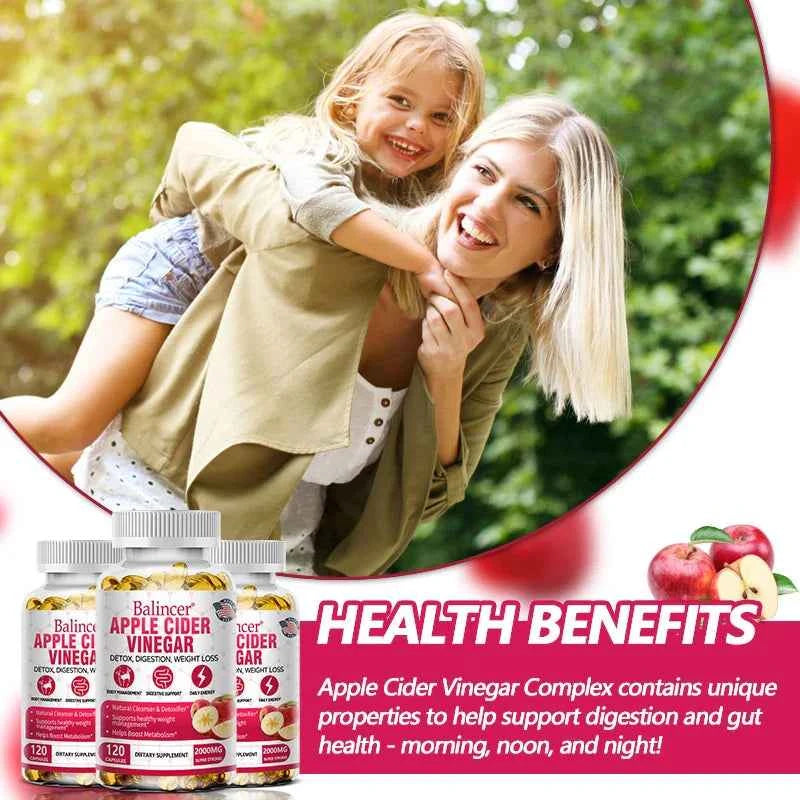 Apple Cider Vinegar Capsules, Magnesium, Green Tea - Detox, Relieve Bloating and Constipation, Burn Fat