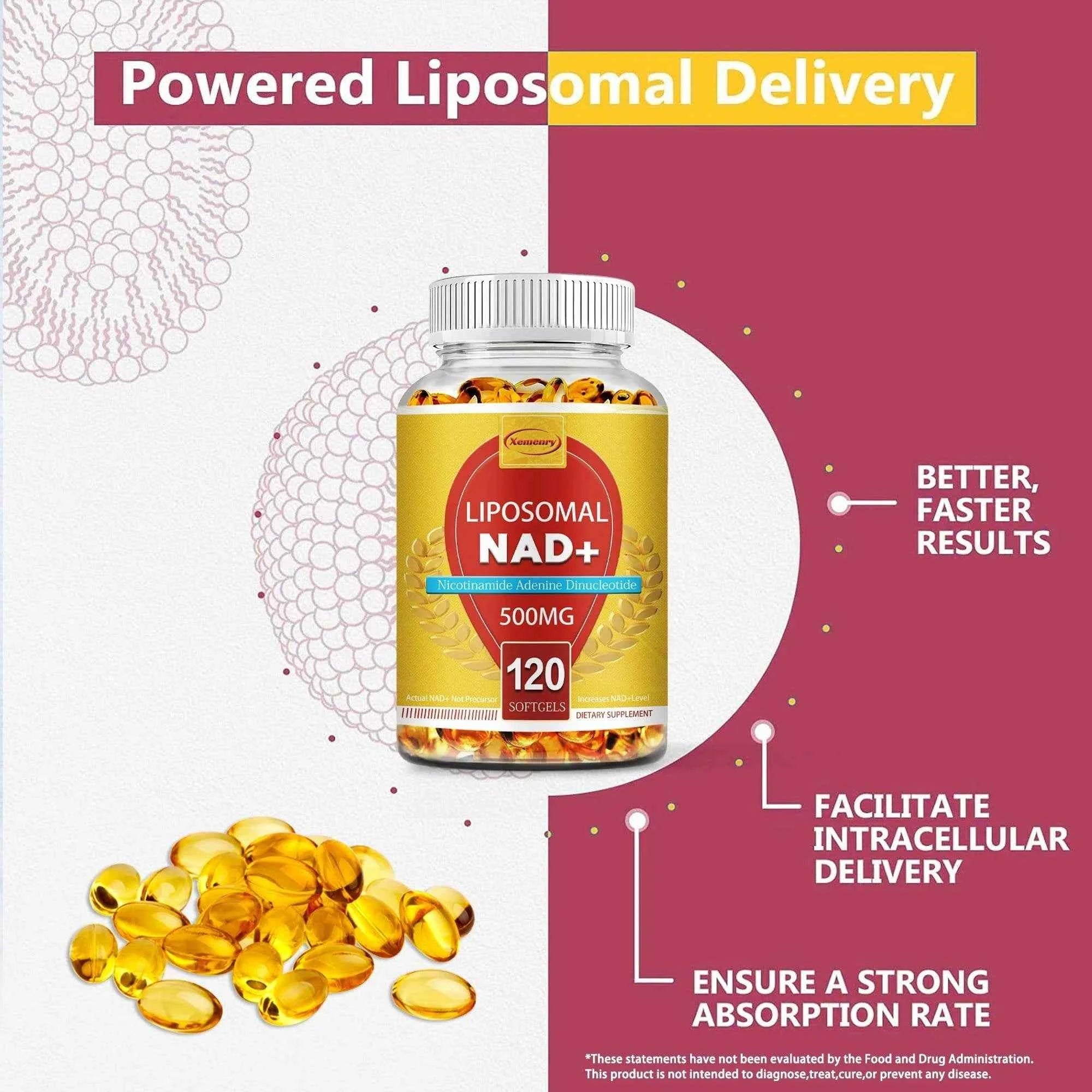 Liposomal NAD+ Capsules - Anti-aging, Replenish Energy, Enhance Focus, Support Cellular Health - 120 Capsules