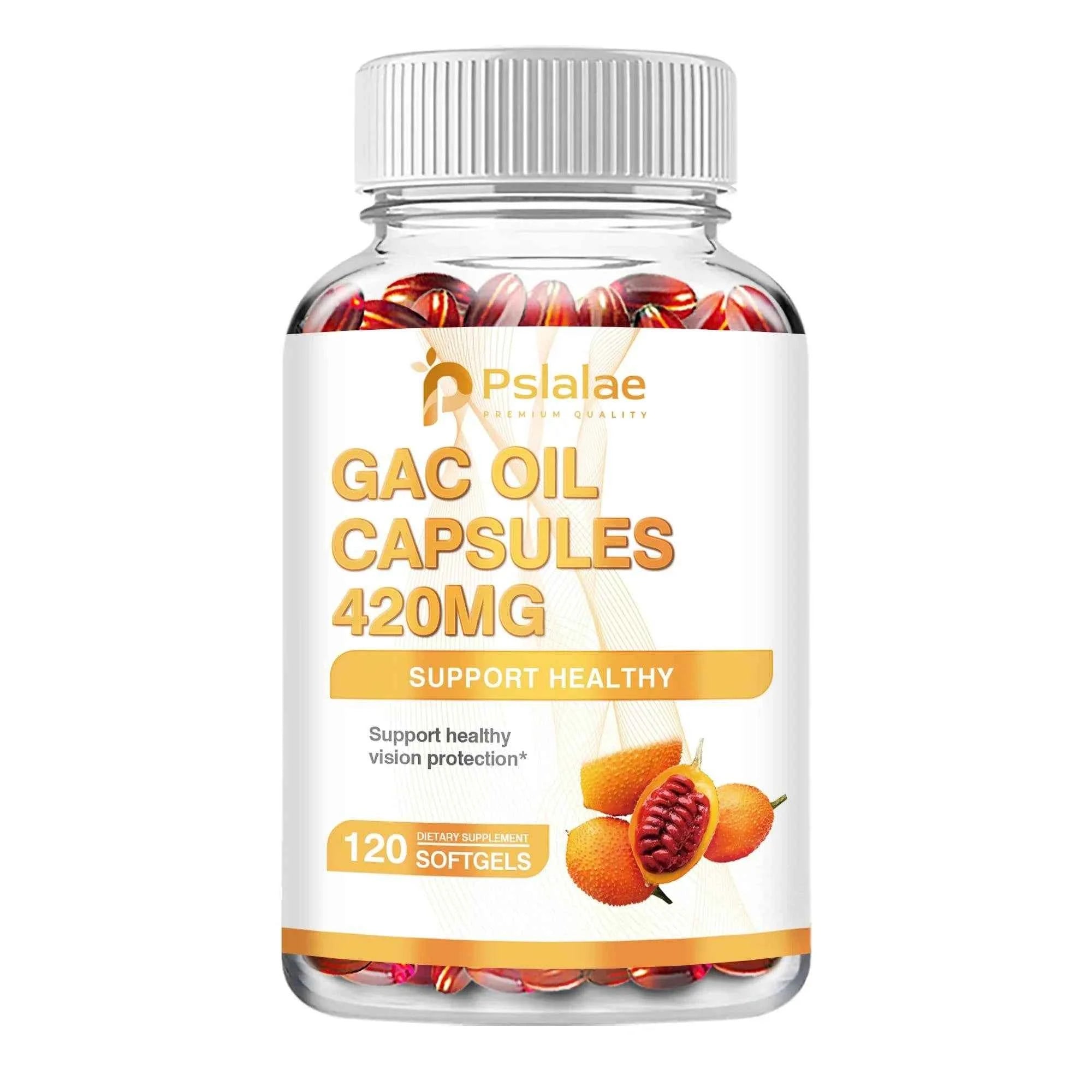 Gac Oil 420mg - Vision Protection, Gastrointestinal Support, Cholesterol Reduction - 120 Capsules