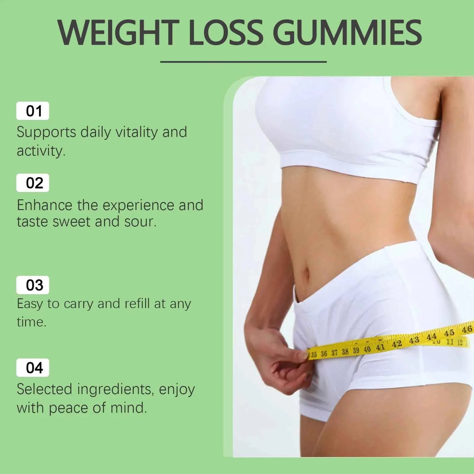 Googeer 30pcs Slimming Body Gummies Fat Burner Energy Support Dietary Supplement Fruit Flavor Anti Cellulite Weight Loss Gummies