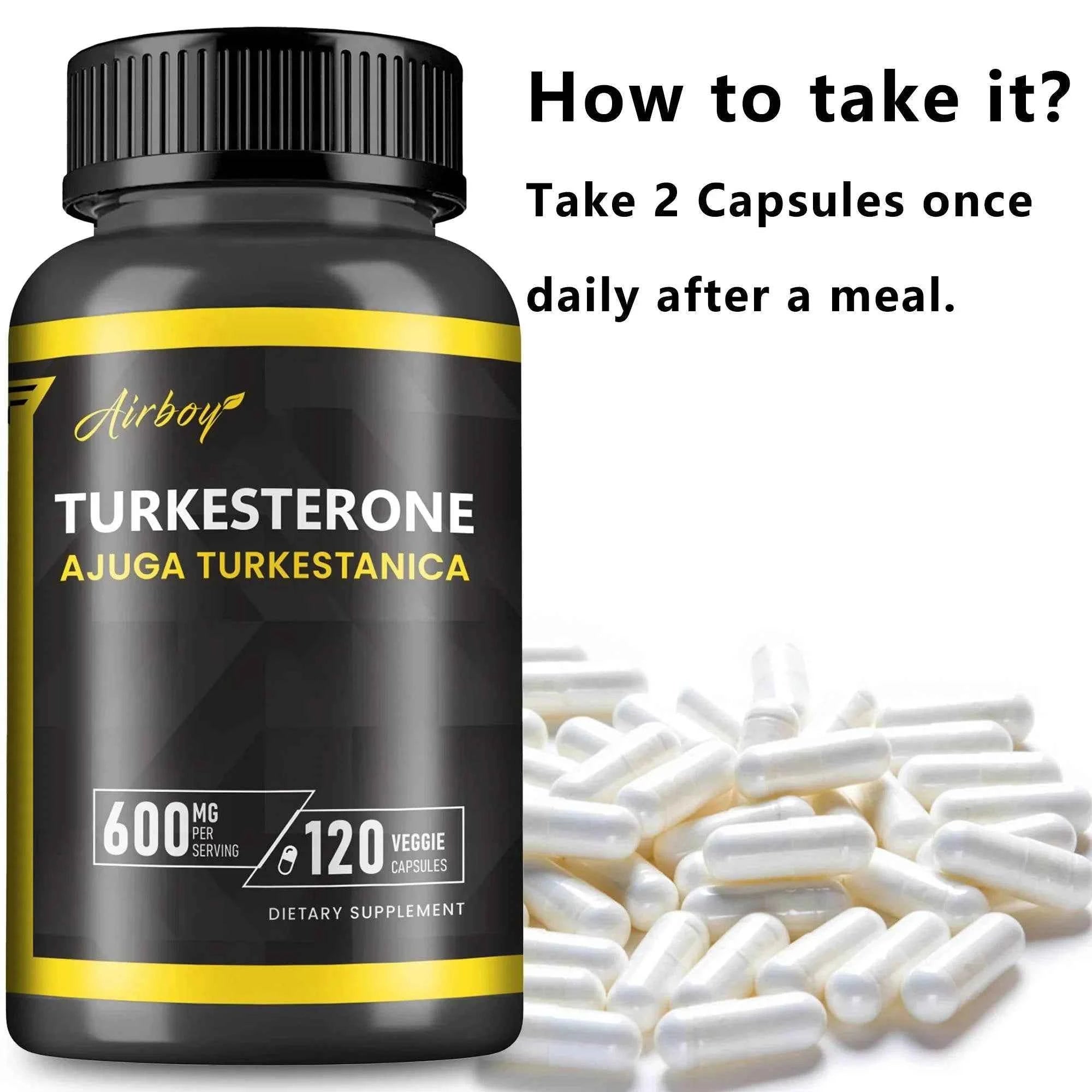 Turkesterone Supplement - Improves Male Performance, Endurance, Motivation, Focus & Muscle Mass - 120 Capsules
