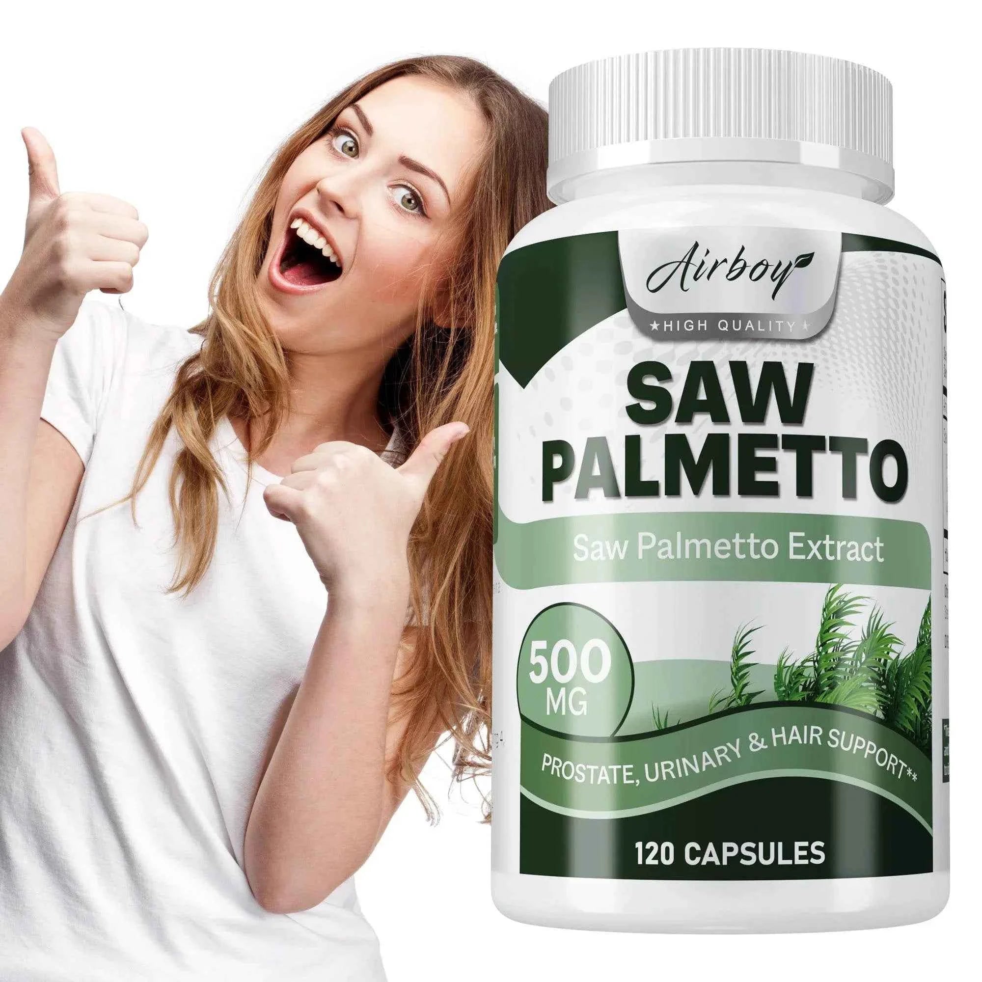 Saw Palmetto Capsules - for Men Prostate Health Supports Urinary Tract Health Bladder Health Promotes Hair Growth - 120 Capsules