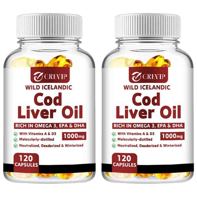 Cod Liver Oil - Heart Joint Brain & Immune Support - Omega 3 EPA/DHA - 120 Capsules