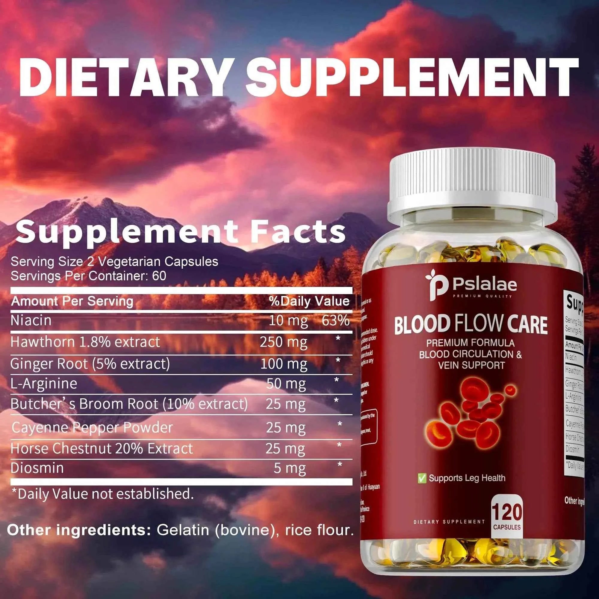 Blood Flow Care - Balance Blood Pressure, Support Heart, Cardiovascular Health, Promote Blood Circulation - 120 Capsules