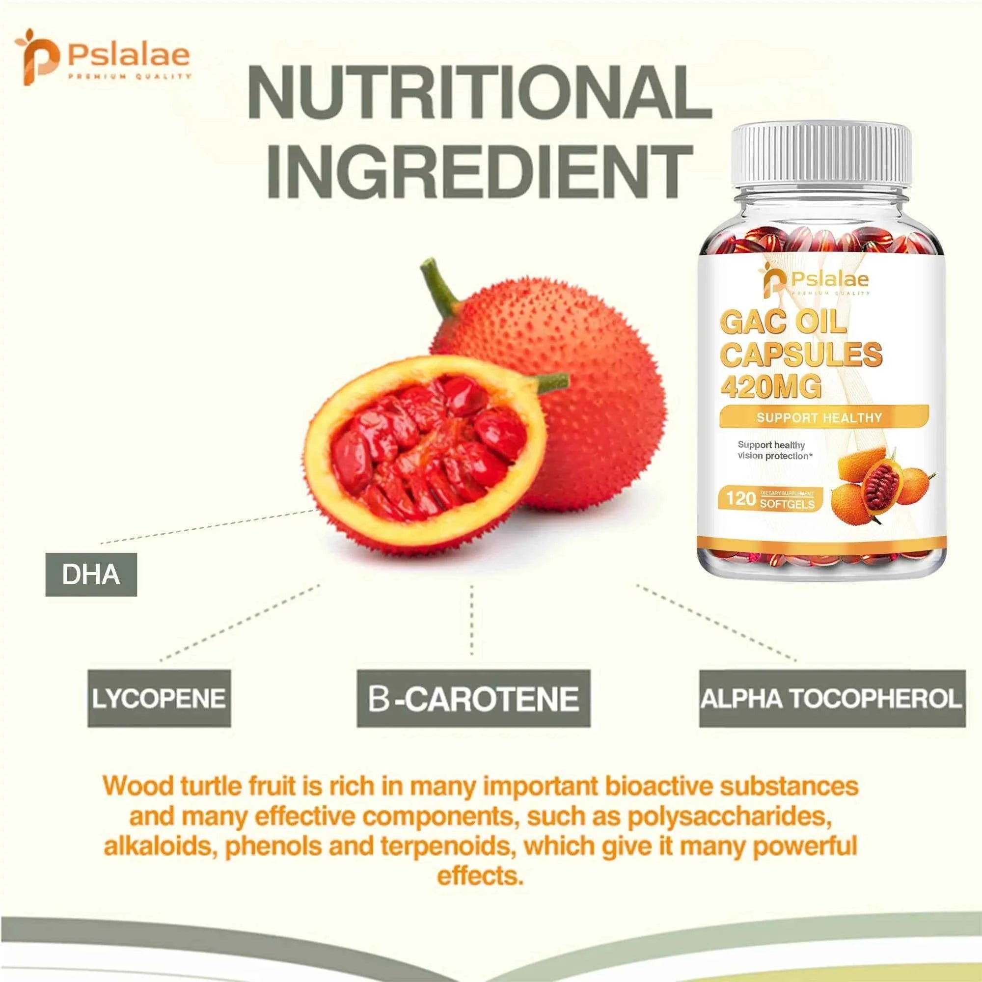 Gac Oil 420mg - Vision Protection, Gastrointestinal Support, Cholesterol Reduction - 120 Capsules