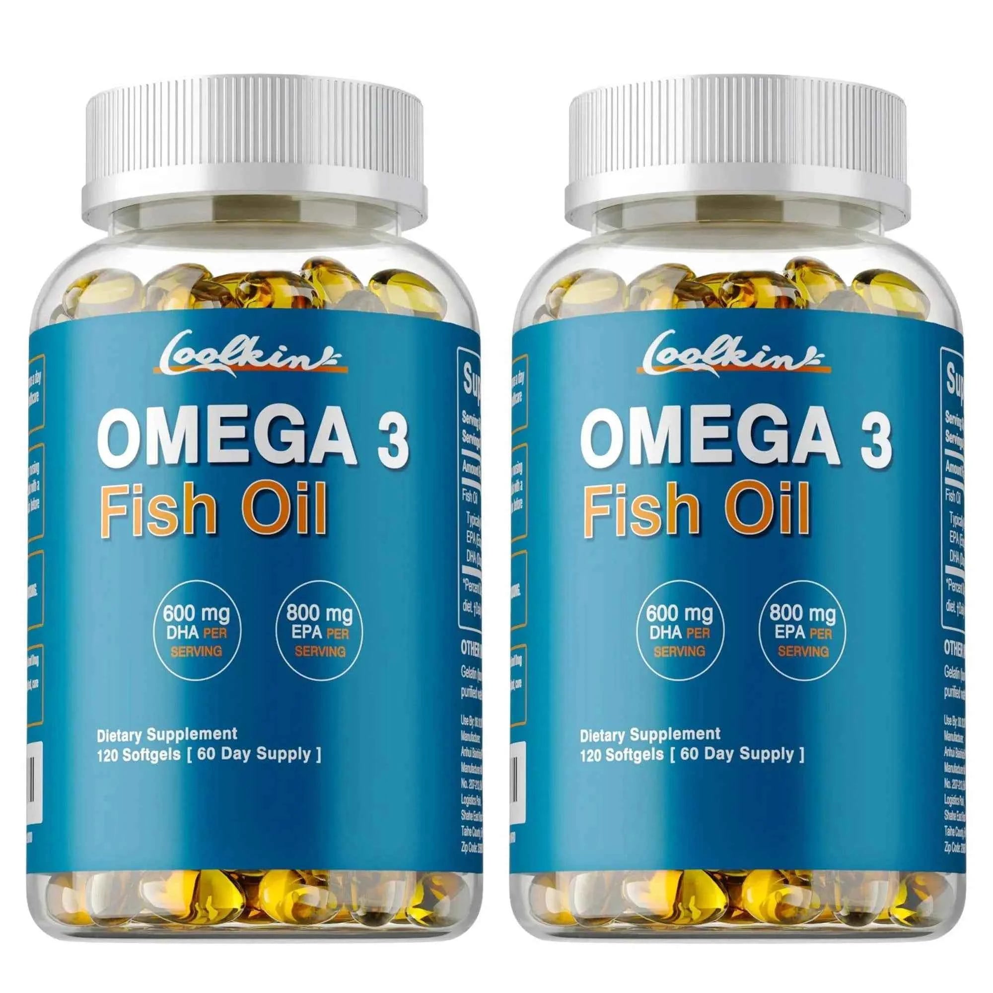 Omega 3 Fish Oil - with DHA & EPA - Supports Brain, Nervous System, Cardiovascular, Skin Health, Antioxidant - 120 Capsules