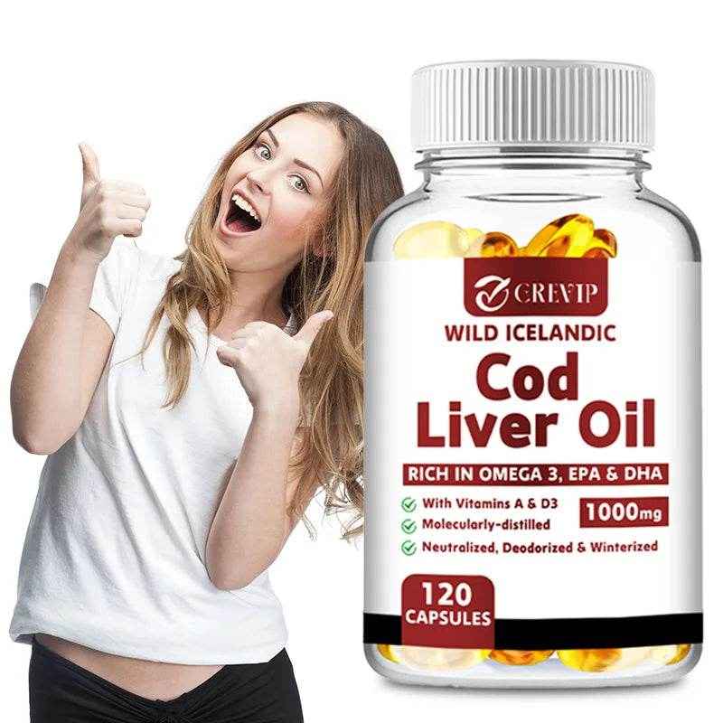 Cod Liver Oil - Heart Joint Brain & Immune Support - Omega 3 EPA/DHA - 120 Capsules