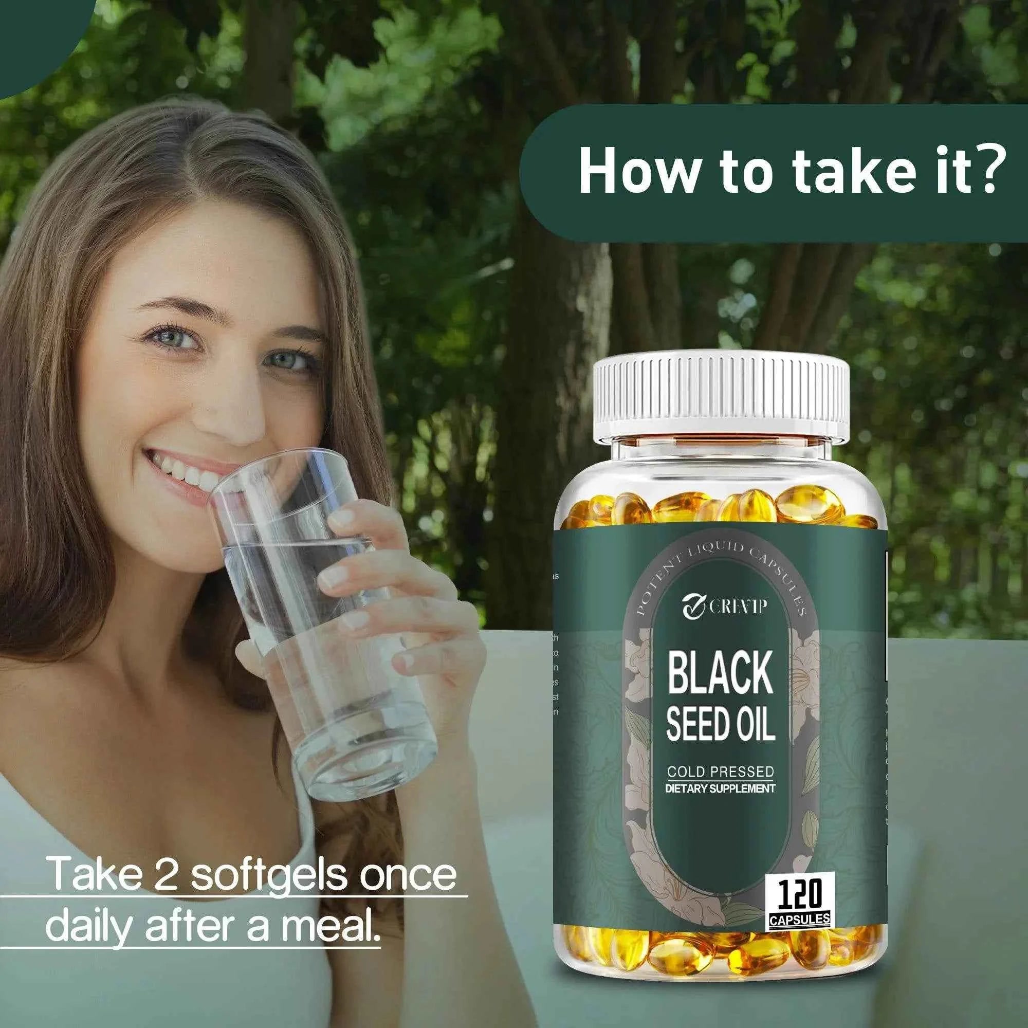 Black Seed Oil - Supports Skin, Digestion, Joints, Immune Health, Promotes Hair Growth - 120 Capsules