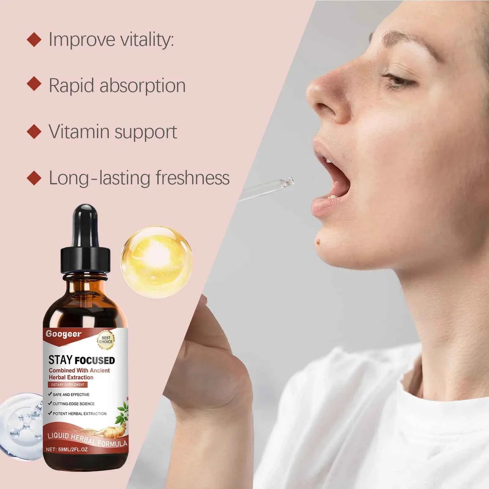 Googeer 59ml Ginseng Extract Drops Dietary Supplement Enhance Energy Immune Relieve Fatigue Herbal Health Entrance Drops