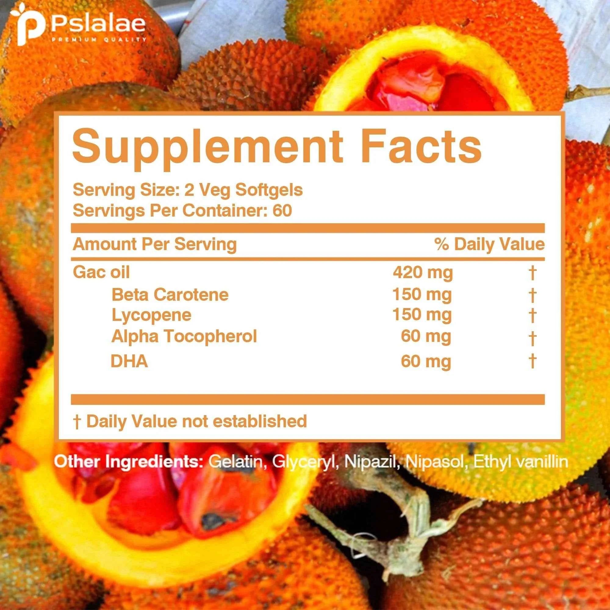 Gac Oil 420mg - Vision Protection, Gastrointestinal Support, Cholesterol Reduction - 120 Capsules