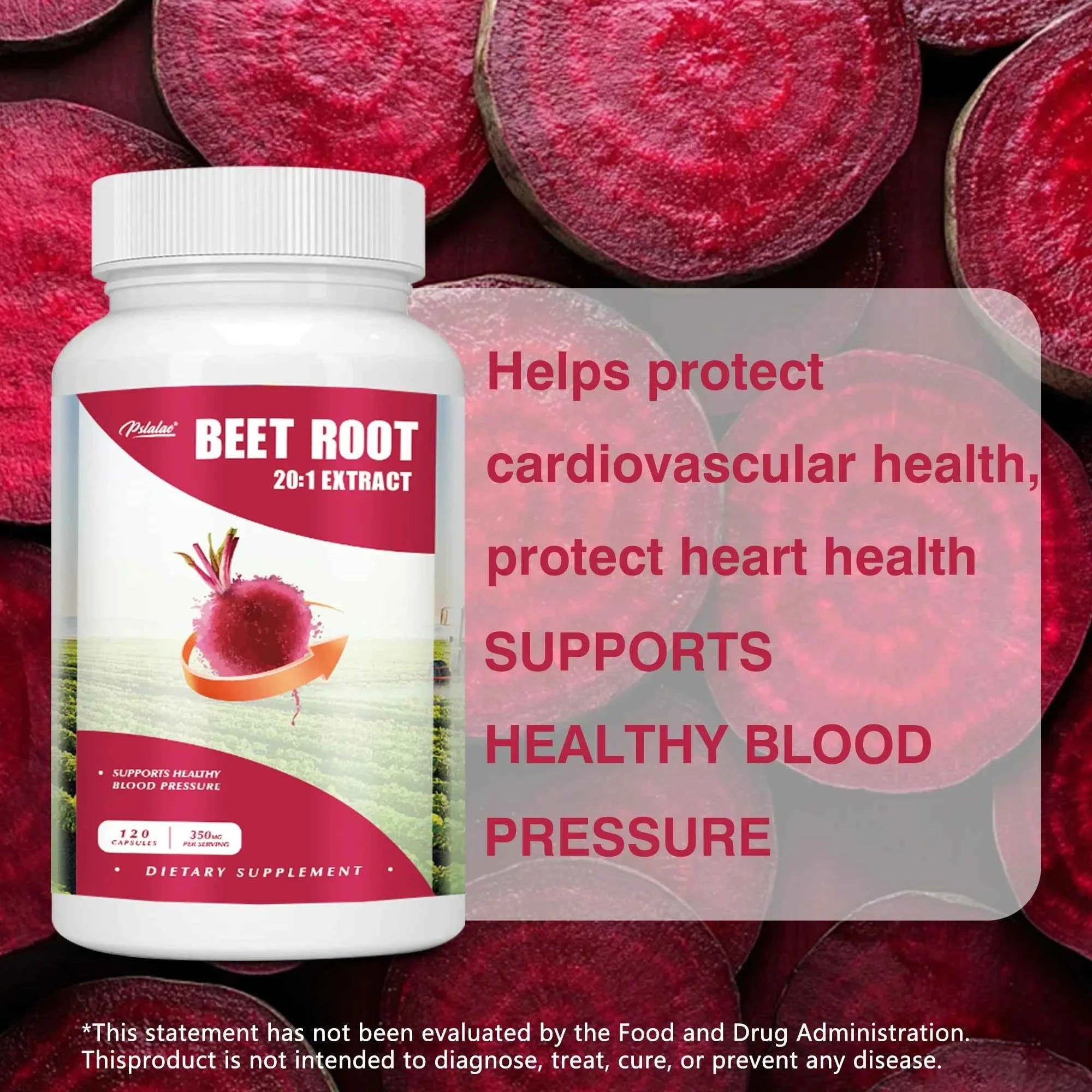 Beet Root Supplement 120 Capsules Supports Blood Pressure Athletic Performance Digestive Health Immune System