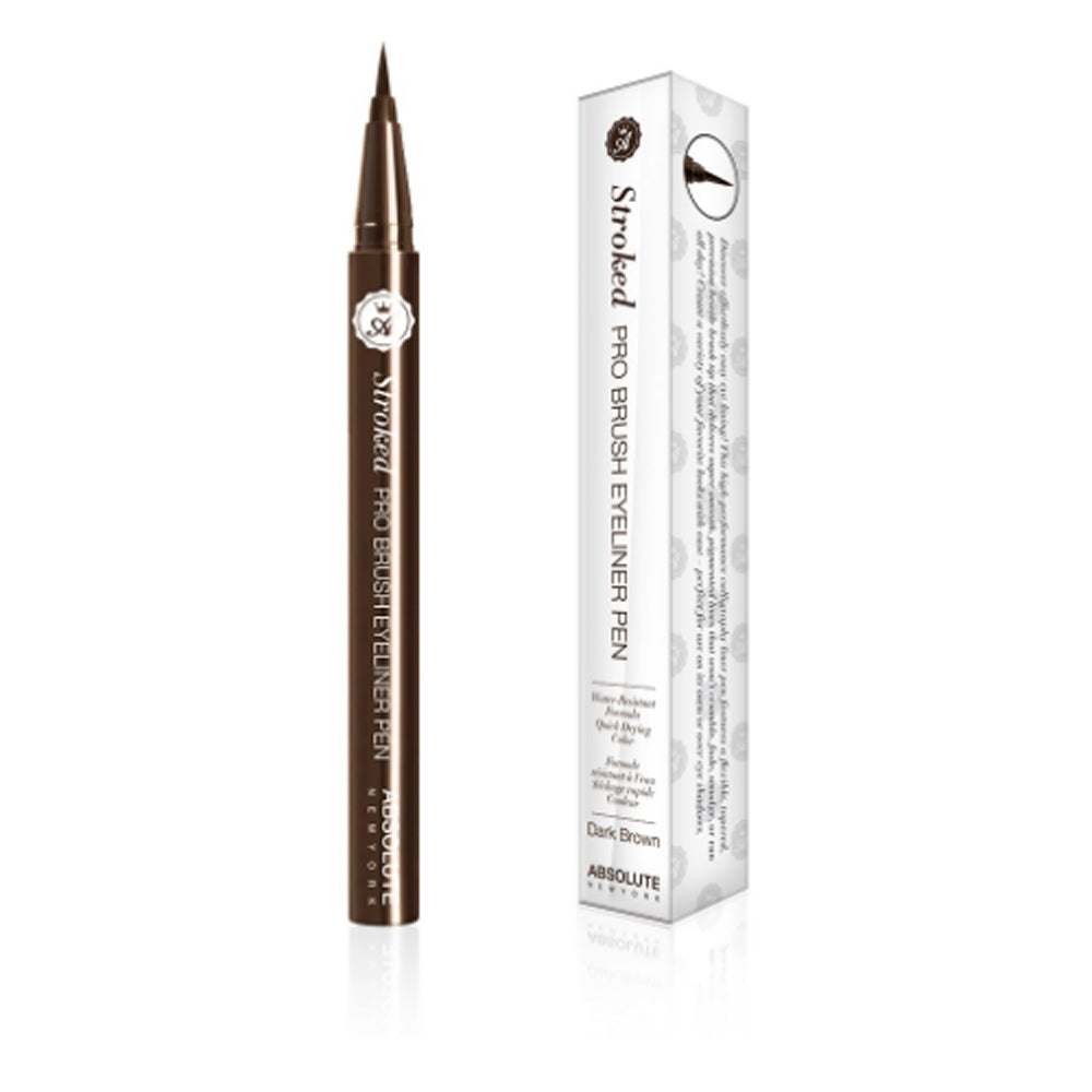 ABSOLUTE Stroked Pro Brush Eyeliner Pen - Dark Brown - Dark Brown - DestGlow