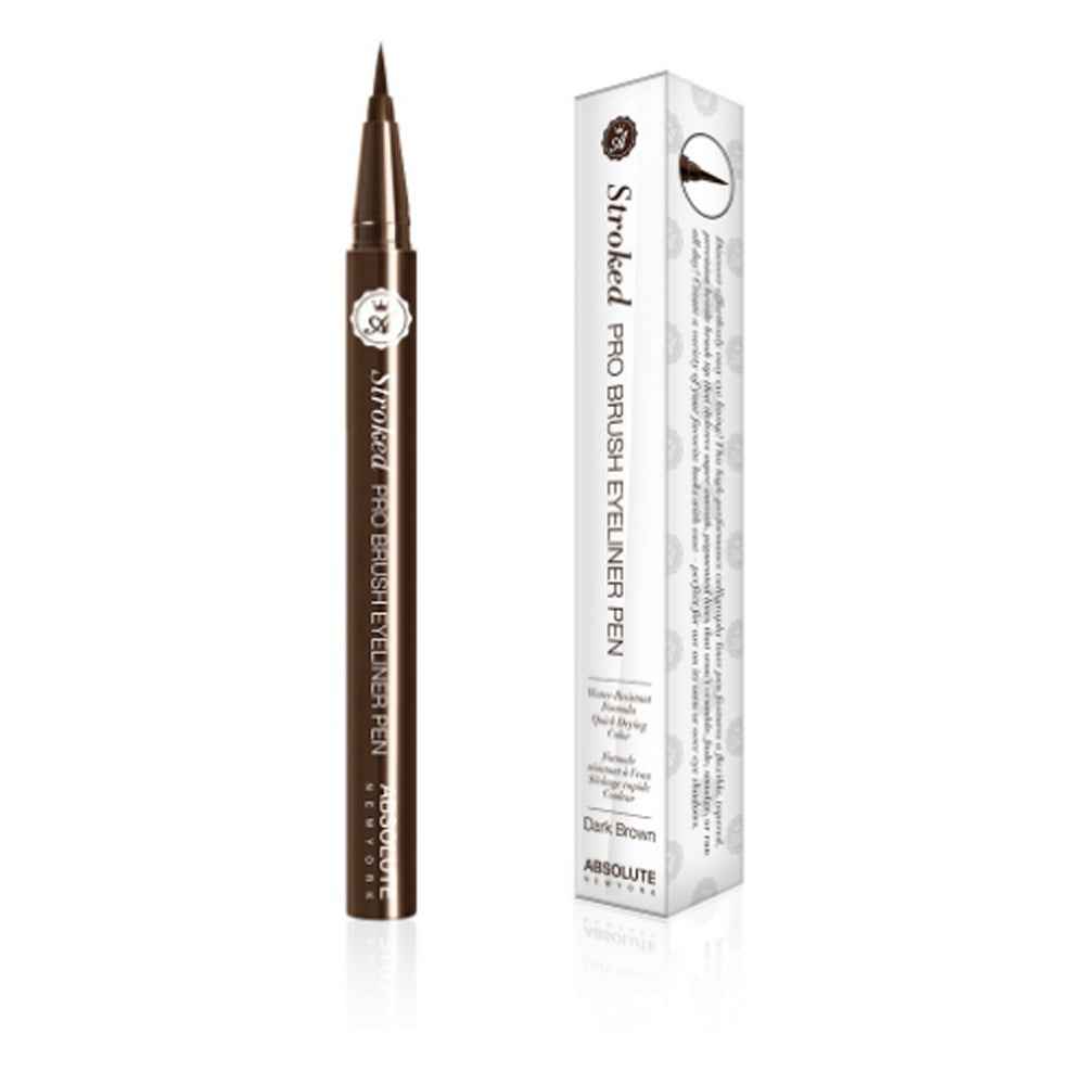 ABSOLUTE Stroked Pro Brush Eyeliner Pen - Dark Brown - Dark Brown
