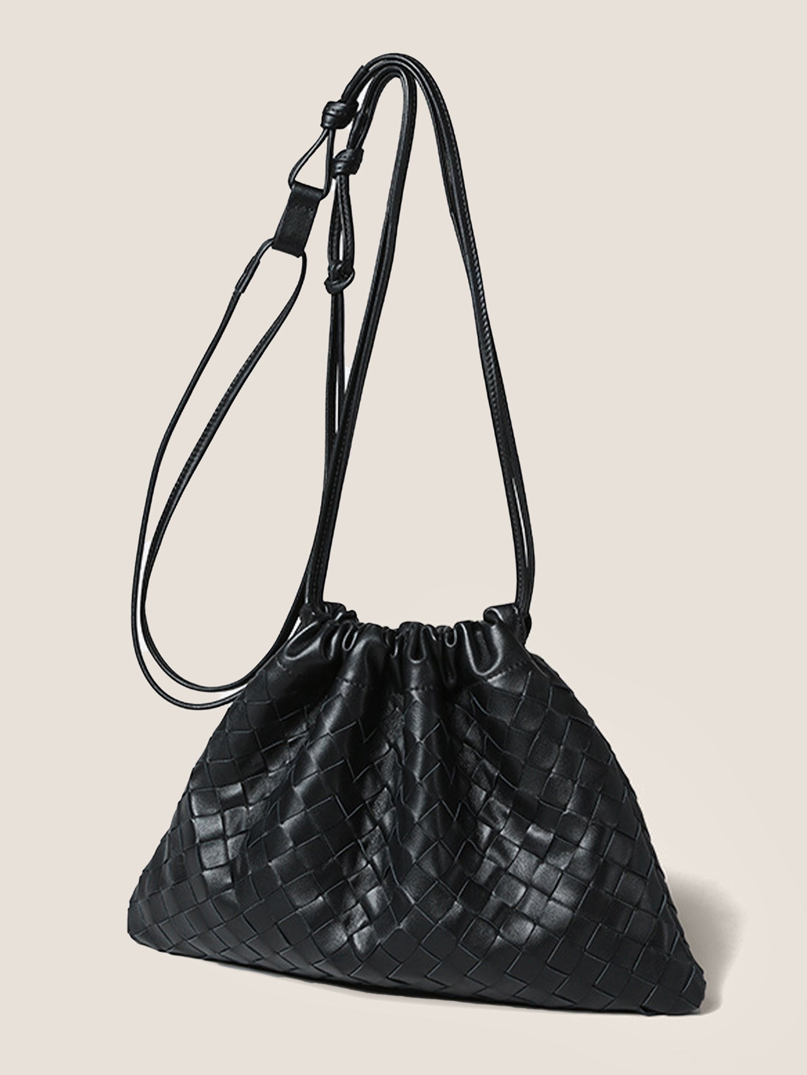 Sheepskin Woven Drawstring Commuter Tote by LINTICO
