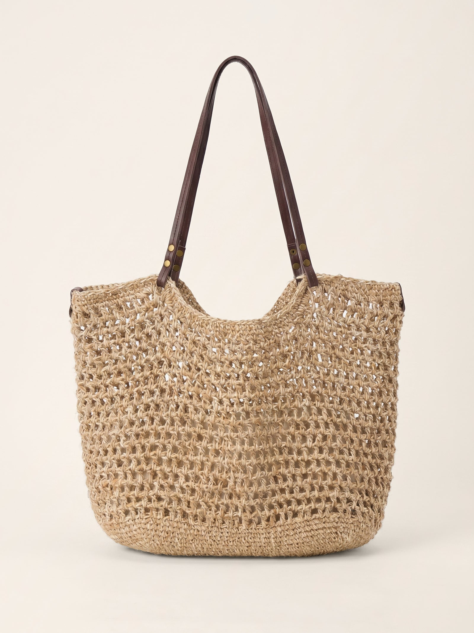 Linen-Cotton Open-Weave Tote Bag With Zip Pouch DestGlow