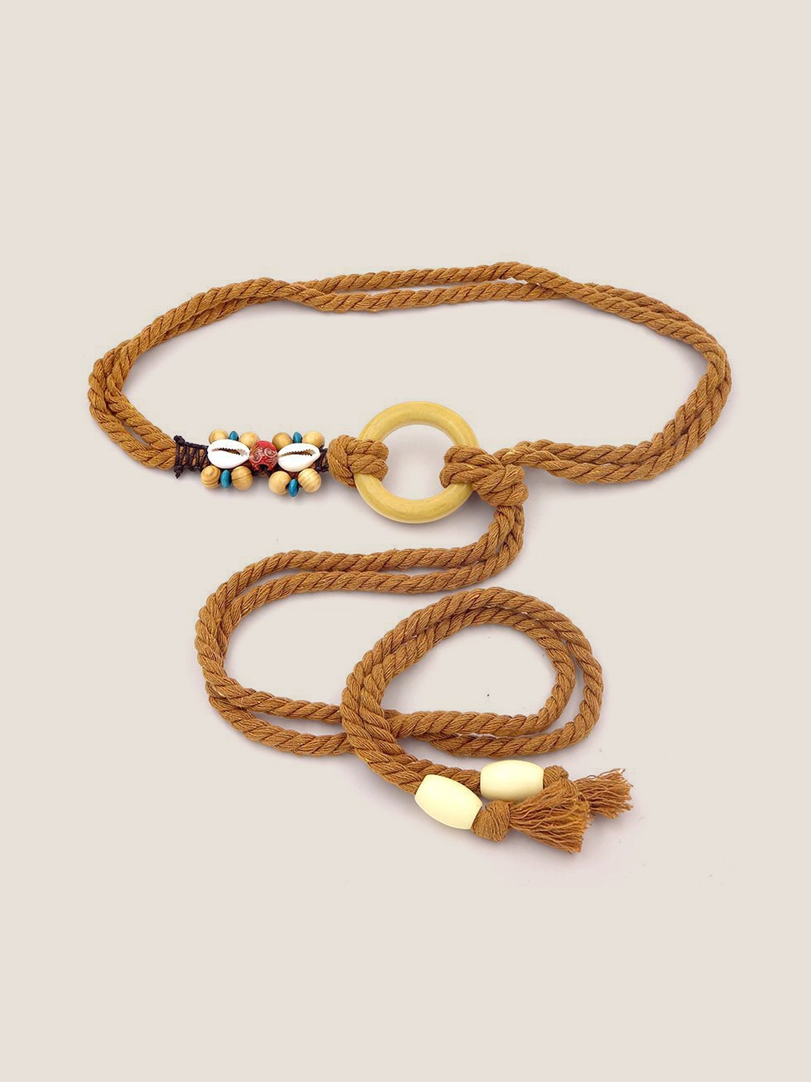 Linen Woven Belt With Wooden Beads DestGlow