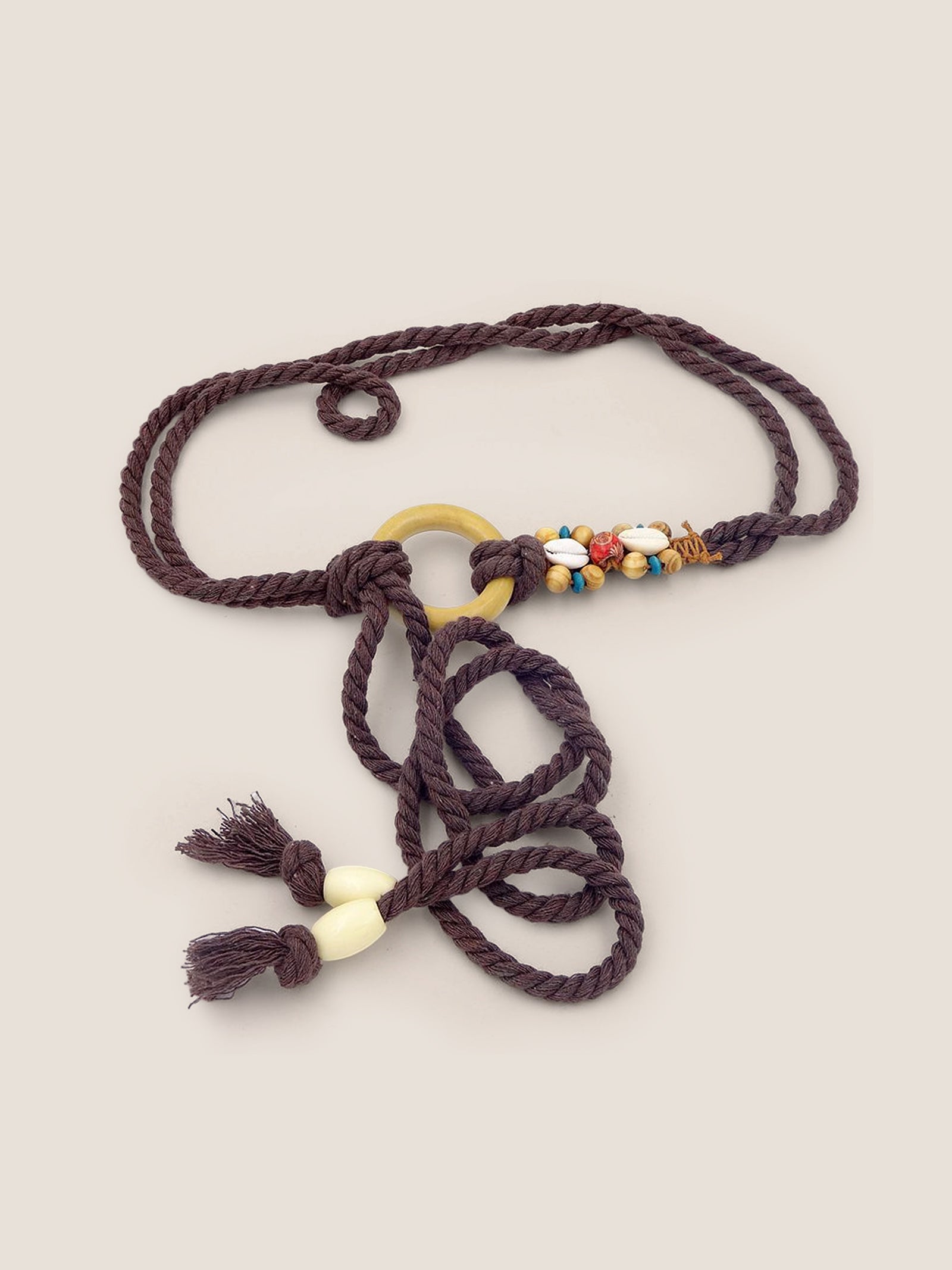 Linen Woven Belt With Wooden Beads DestGlow
