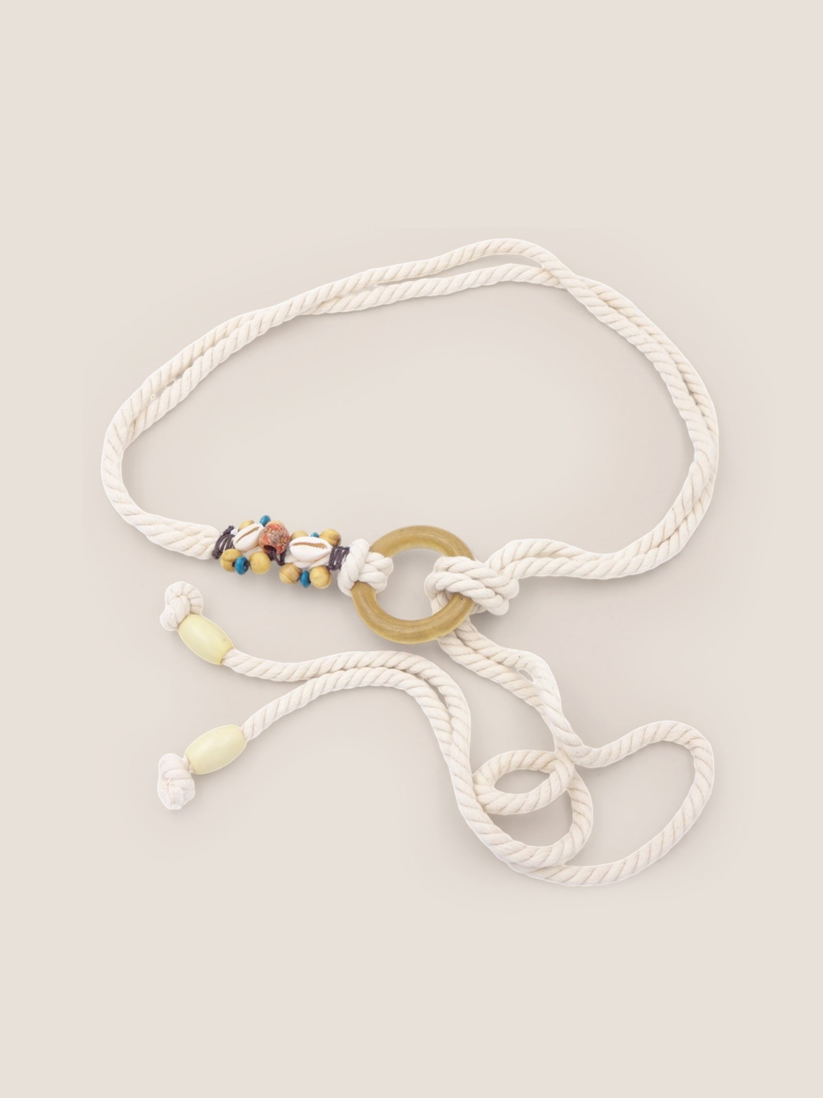 Linen Woven Belt With Wooden Beads DestGlow