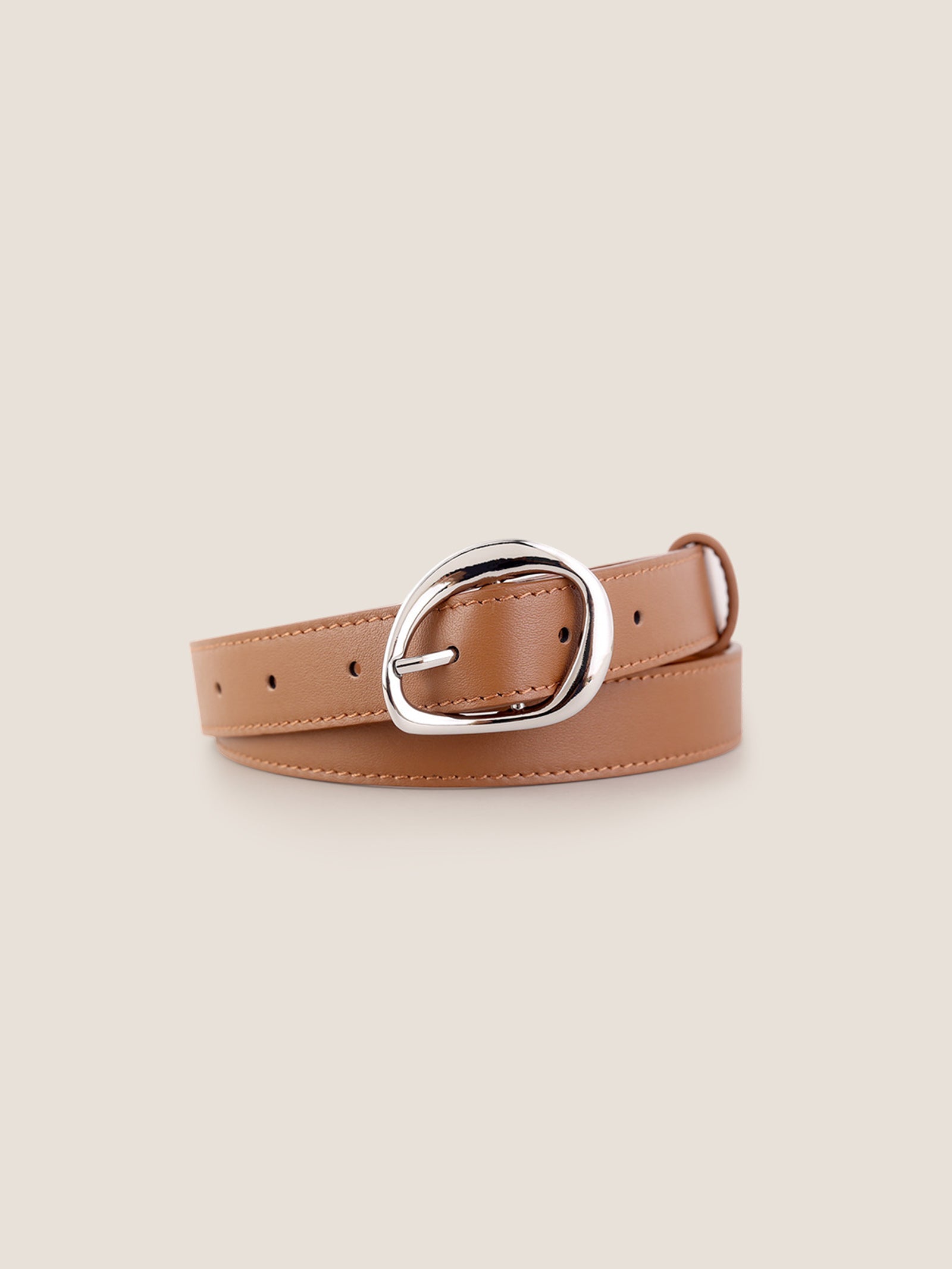 Premium Cowhide Belt With Retro Oval Alloy Buckle by LINTICO