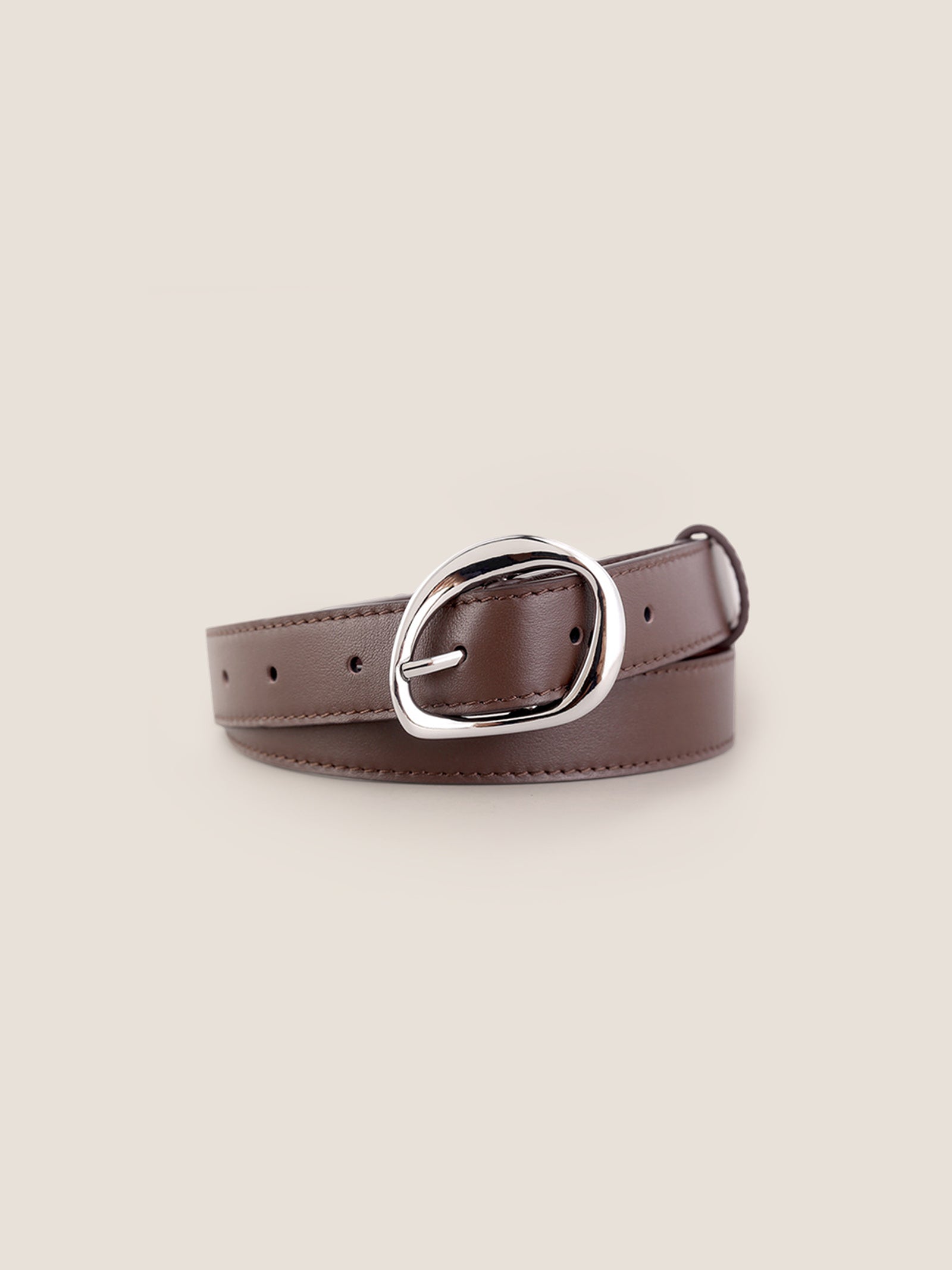 Premium Cowhide Belt With Retro Oval Alloy Buckle by LINTICO