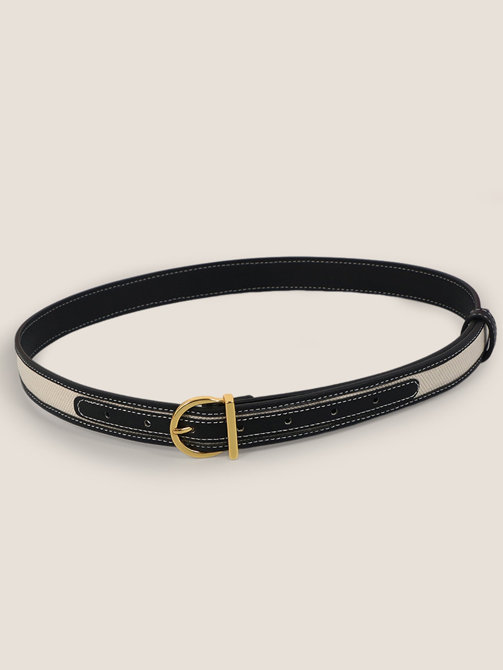 Premium Cowhide & Fabric Patchwork Belt With Alloy Buckle DestGlow