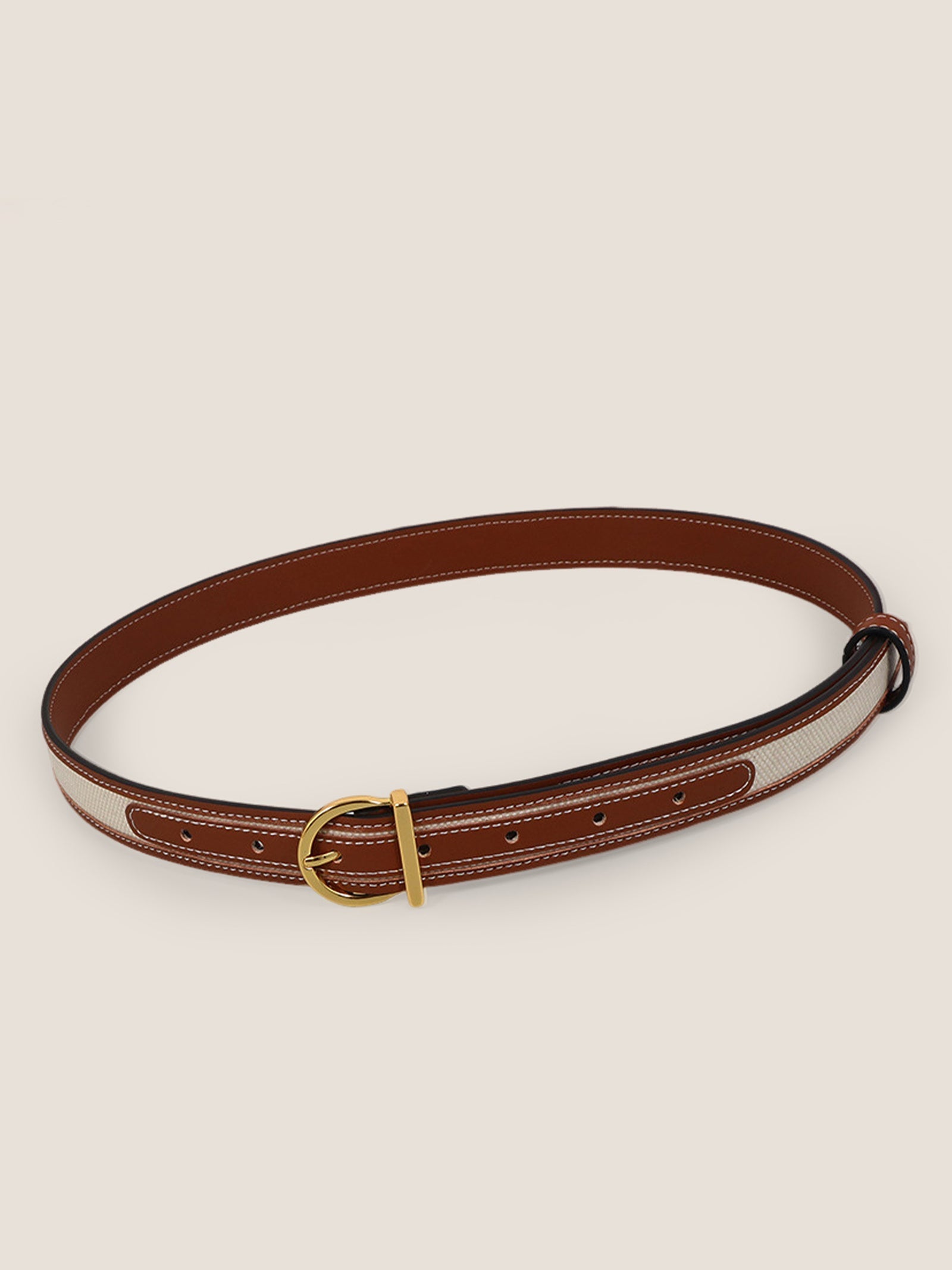 Premium Cowhide & Fabric Patchwork Belt With Alloy Buckle DestGlow