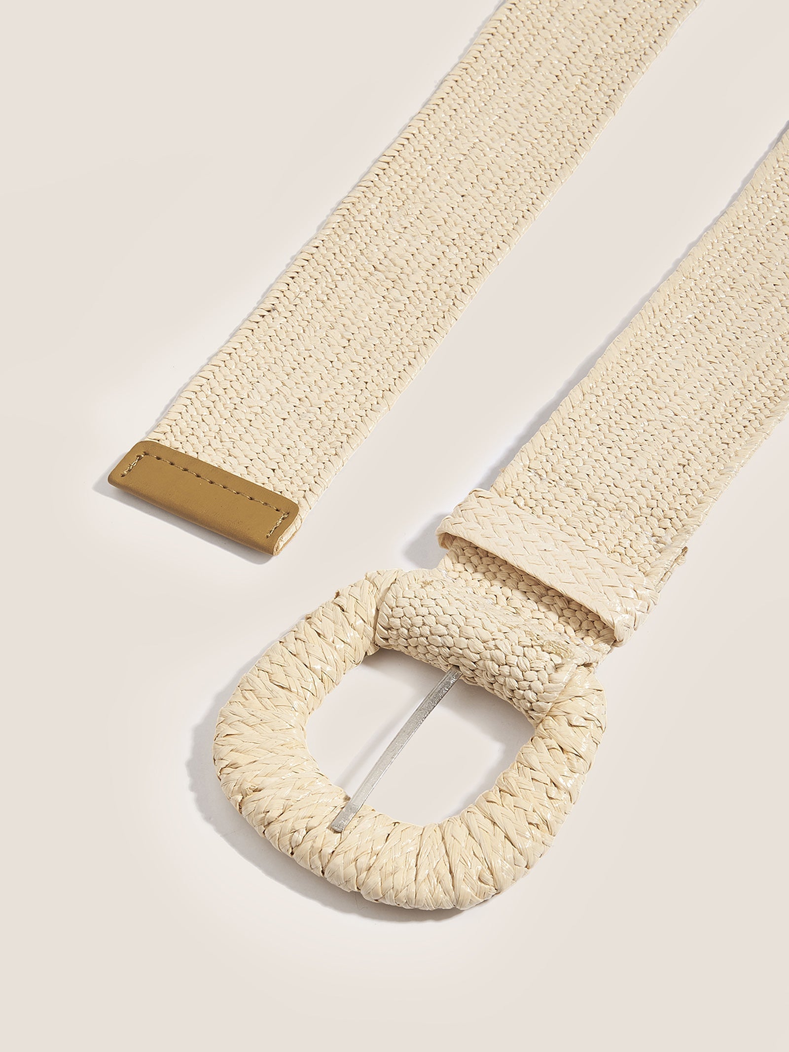 Natural Woven Straw Belt With Square Buckle DestGlow