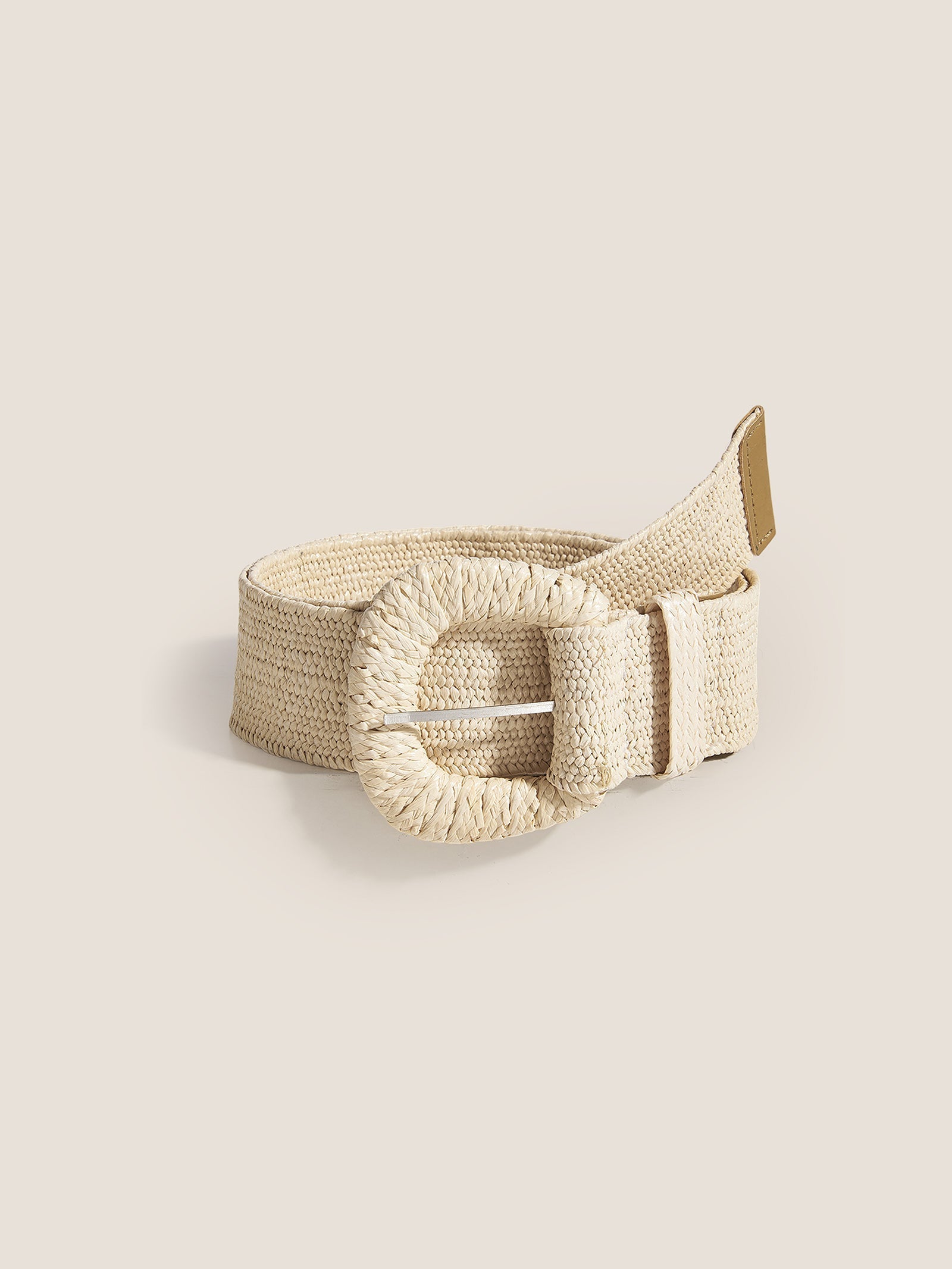 Natural Woven Straw Belt With Square Buckle DestGlow