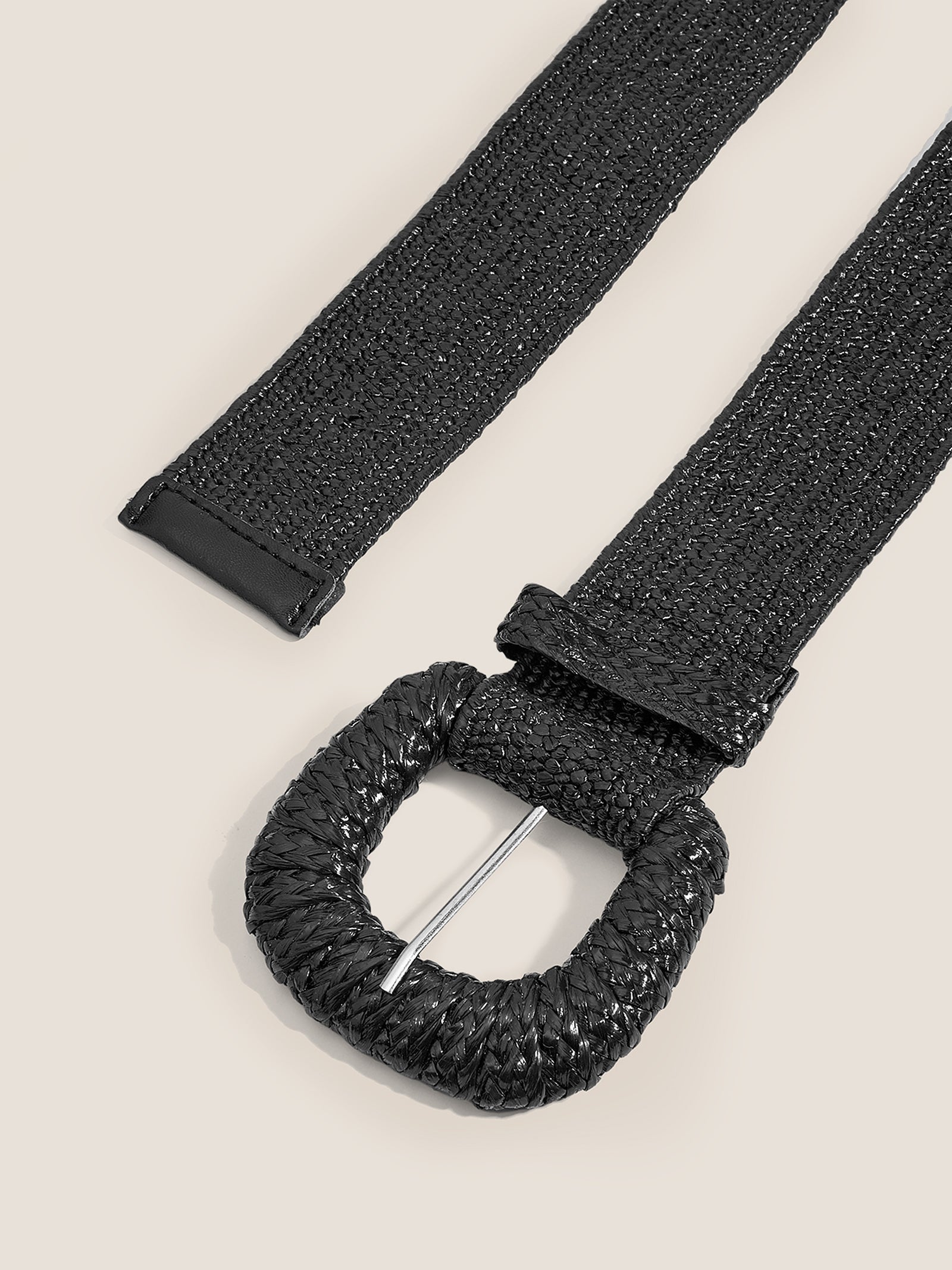 Natural Woven Straw Belt With Square Buckle DestGlow