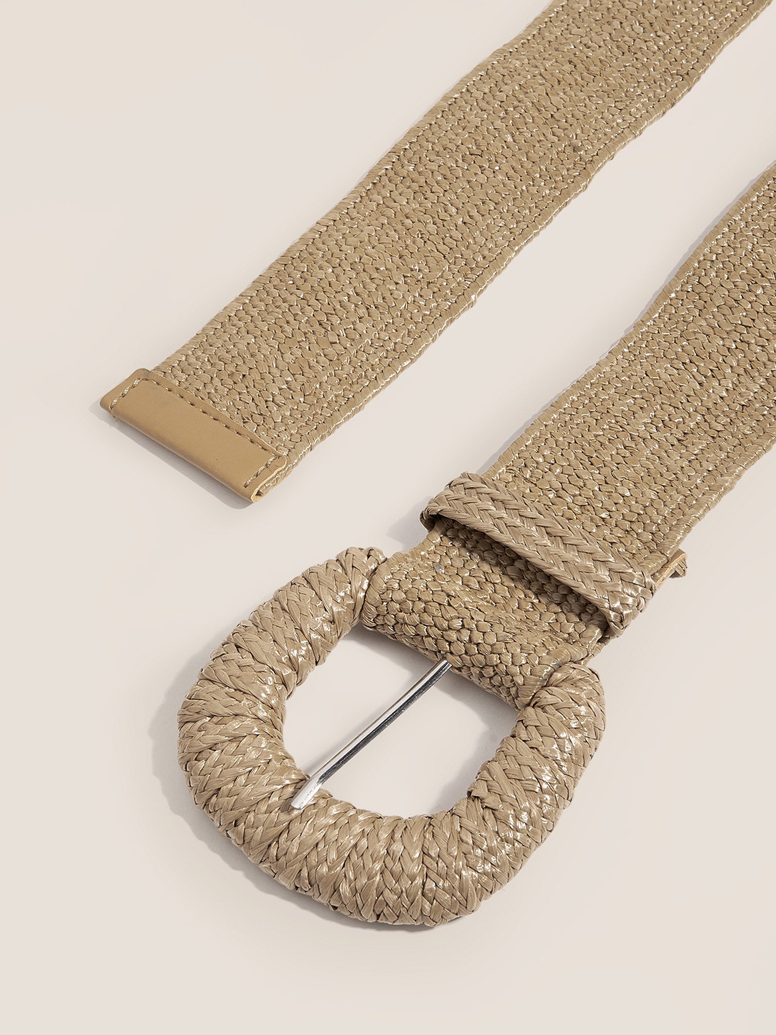 Natural Woven Straw Belt With Square Buckle DestGlow