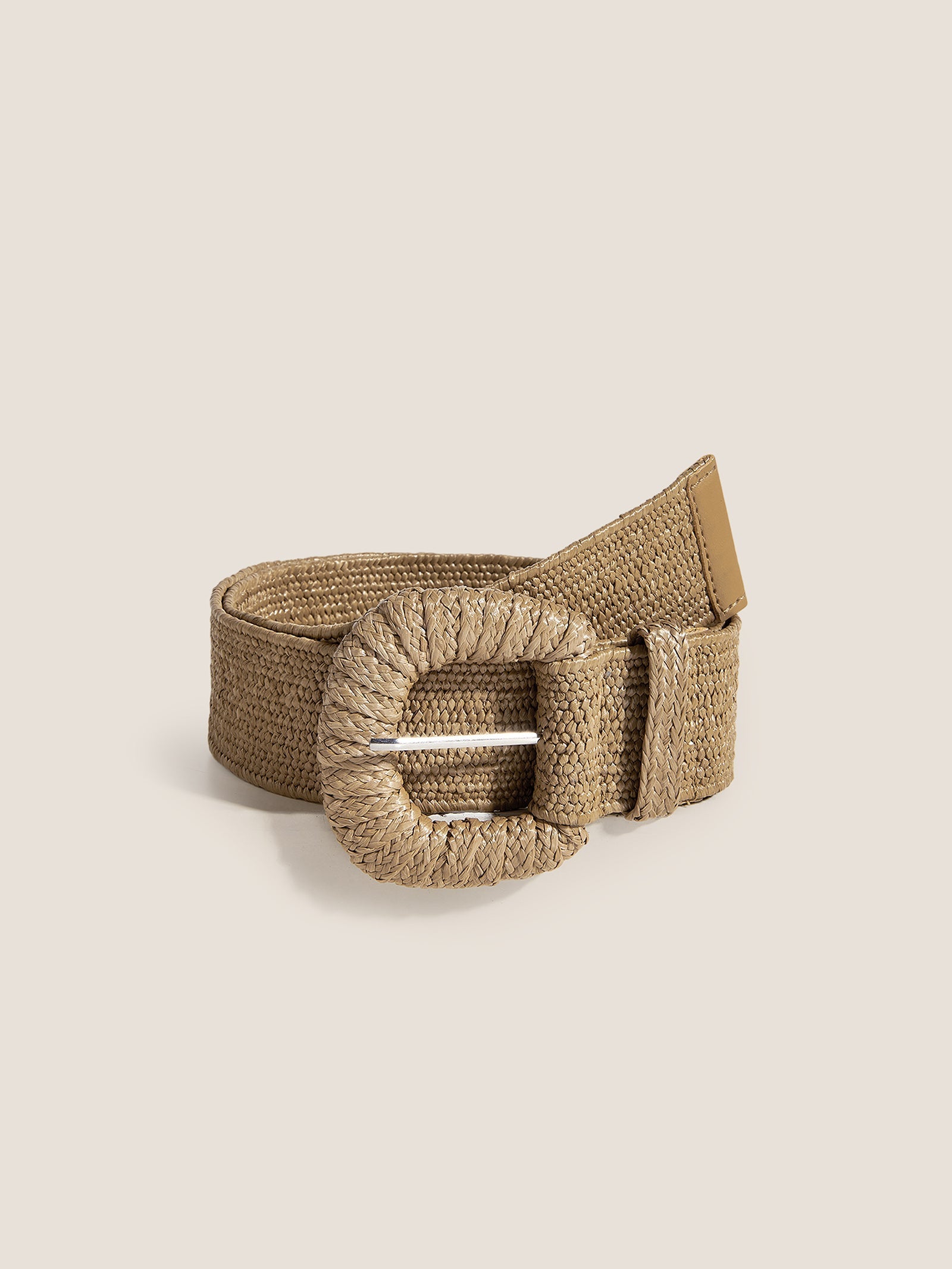 Natural Woven Straw Belt With Square Buckle DestGlow