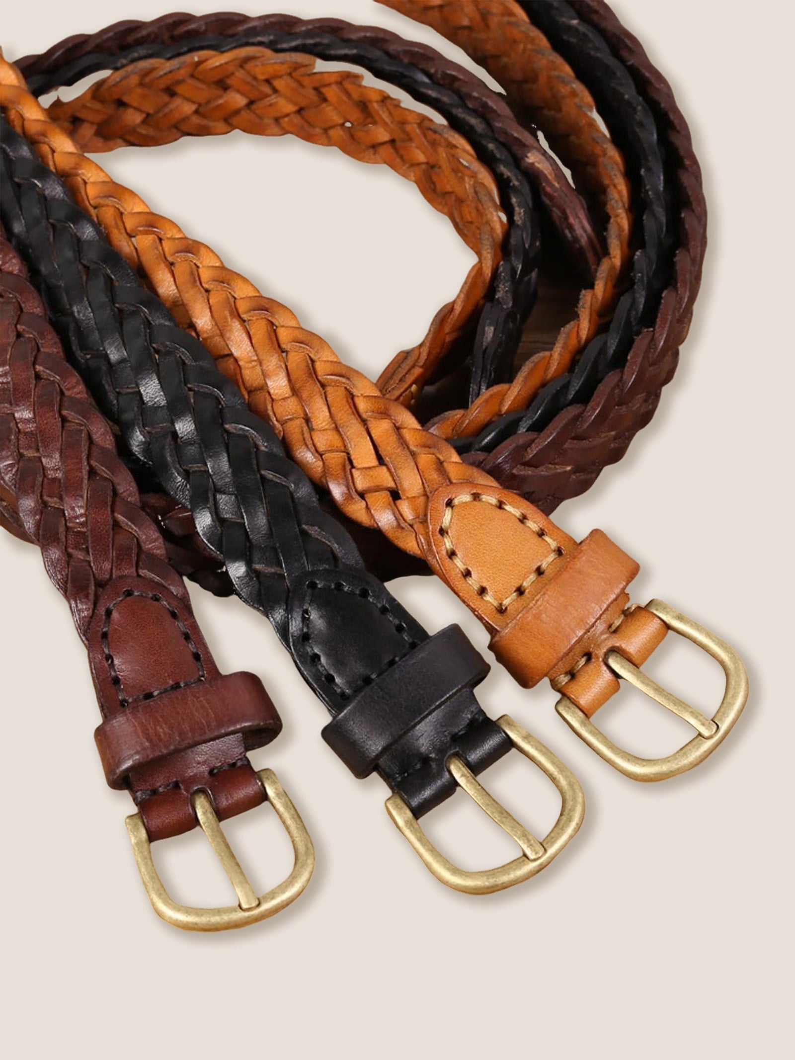 Premium Cowhide Retro Hand-Woven Belt With Alloy Buckle DestGlow