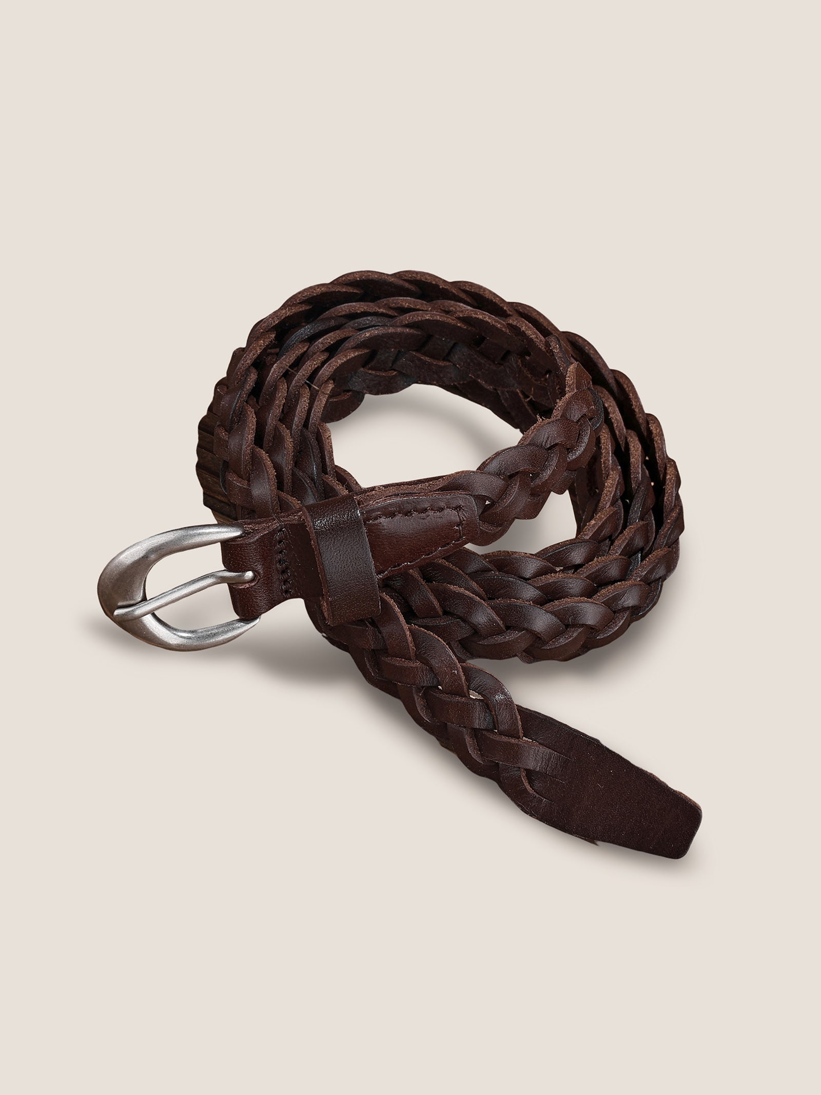 Premium Cowhide Retro Hand-Woven Twisted Thin Belt by LINTICO