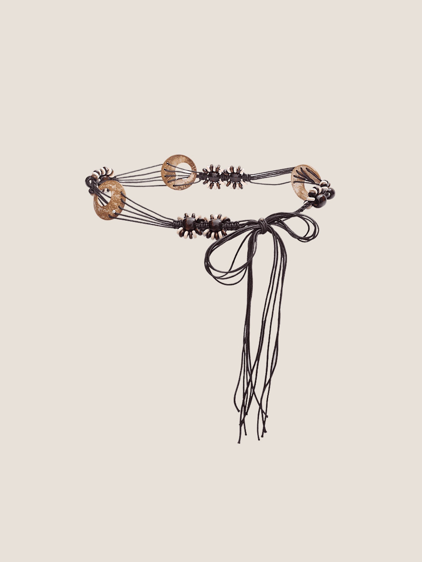 Bohemian Artisanal Waxed Cord & Cowhide Woven Thin Belt DestGlow