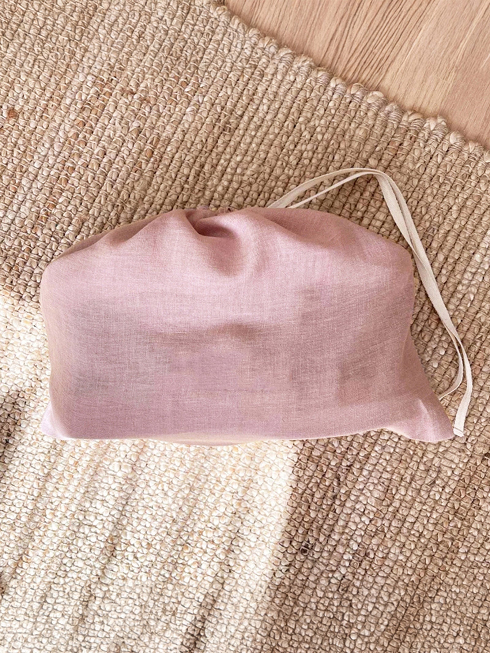 100% Linen Solid-Color Drawstring Storage Bag DestGlow