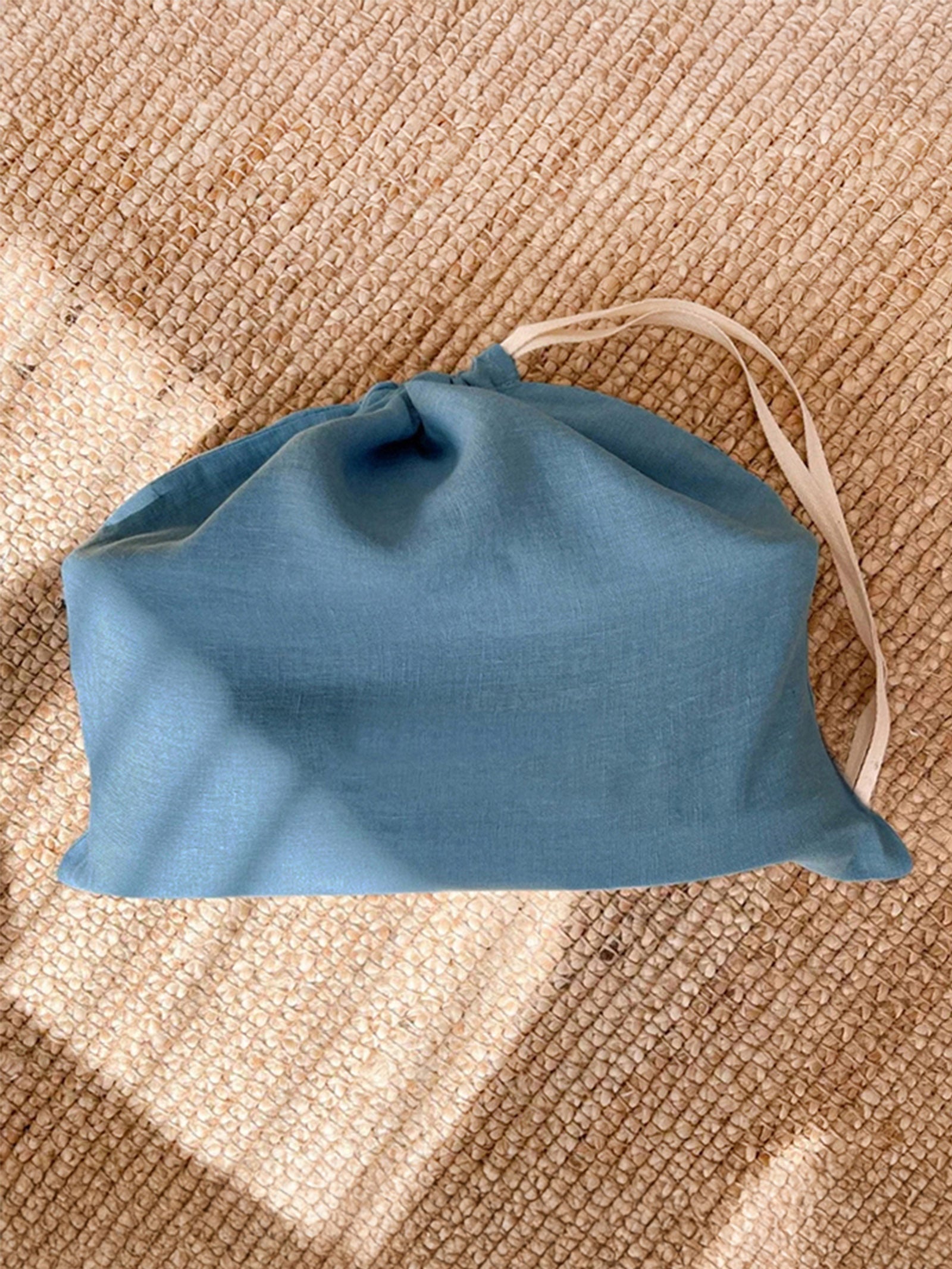100% Linen Solid-Color Drawstring Storage Bag DestGlow