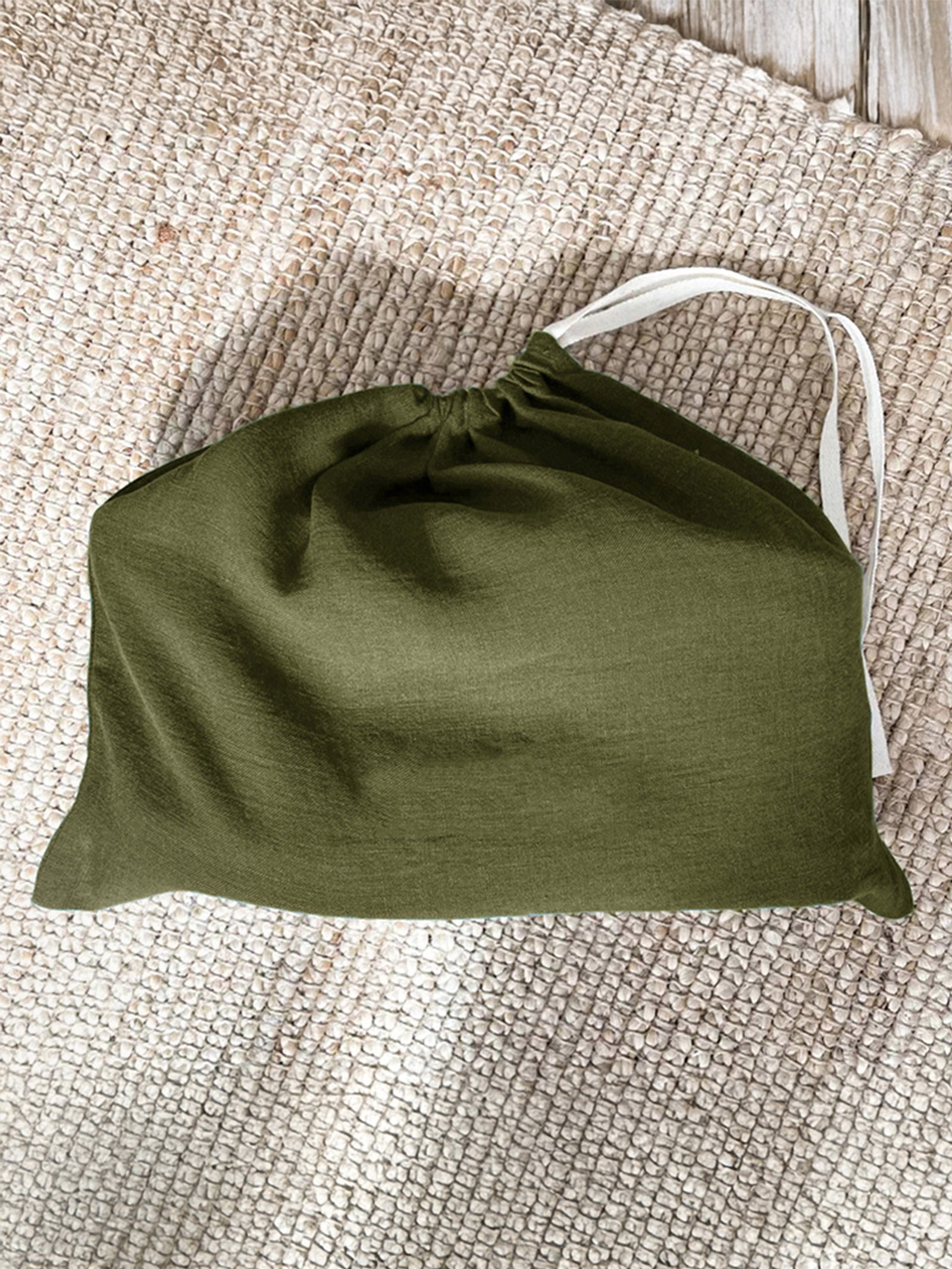 100% Linen Solid-Color Drawstring Storage Bag DestGlow