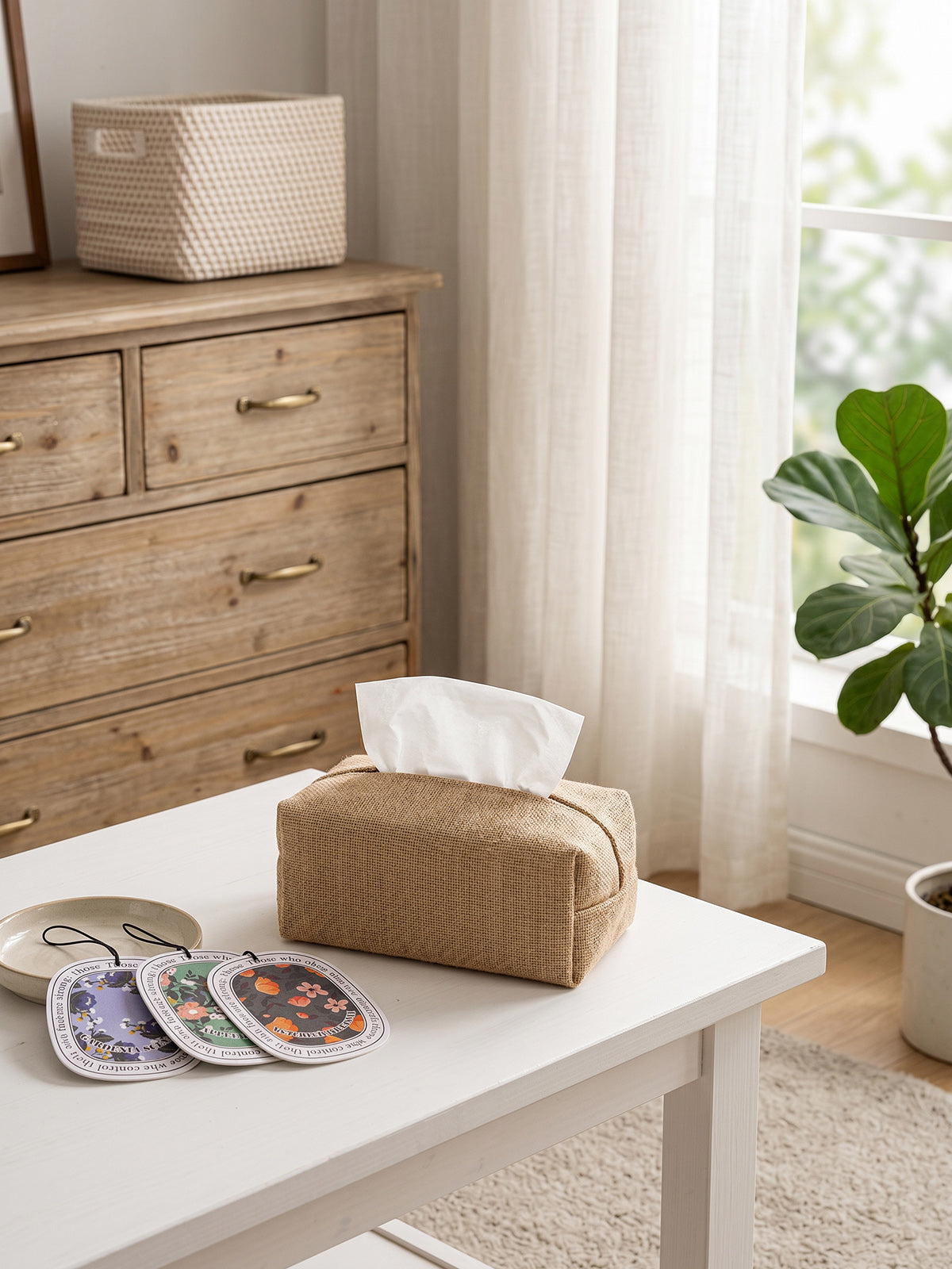Cotton-Linen Textured Tissue Box Cover DestGlow