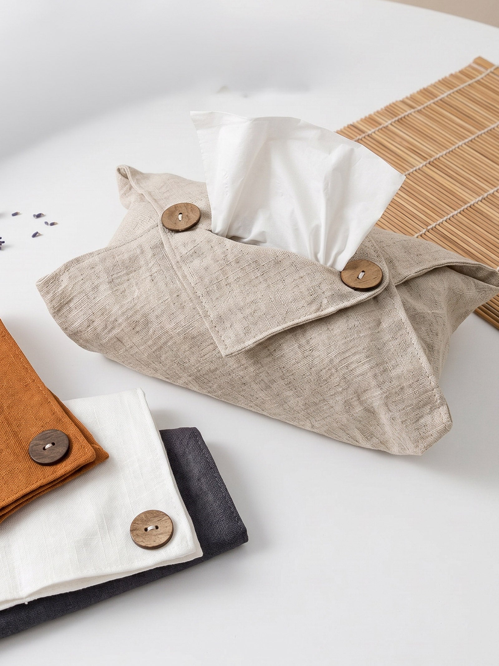 Linen Tissue Box Storage Cover