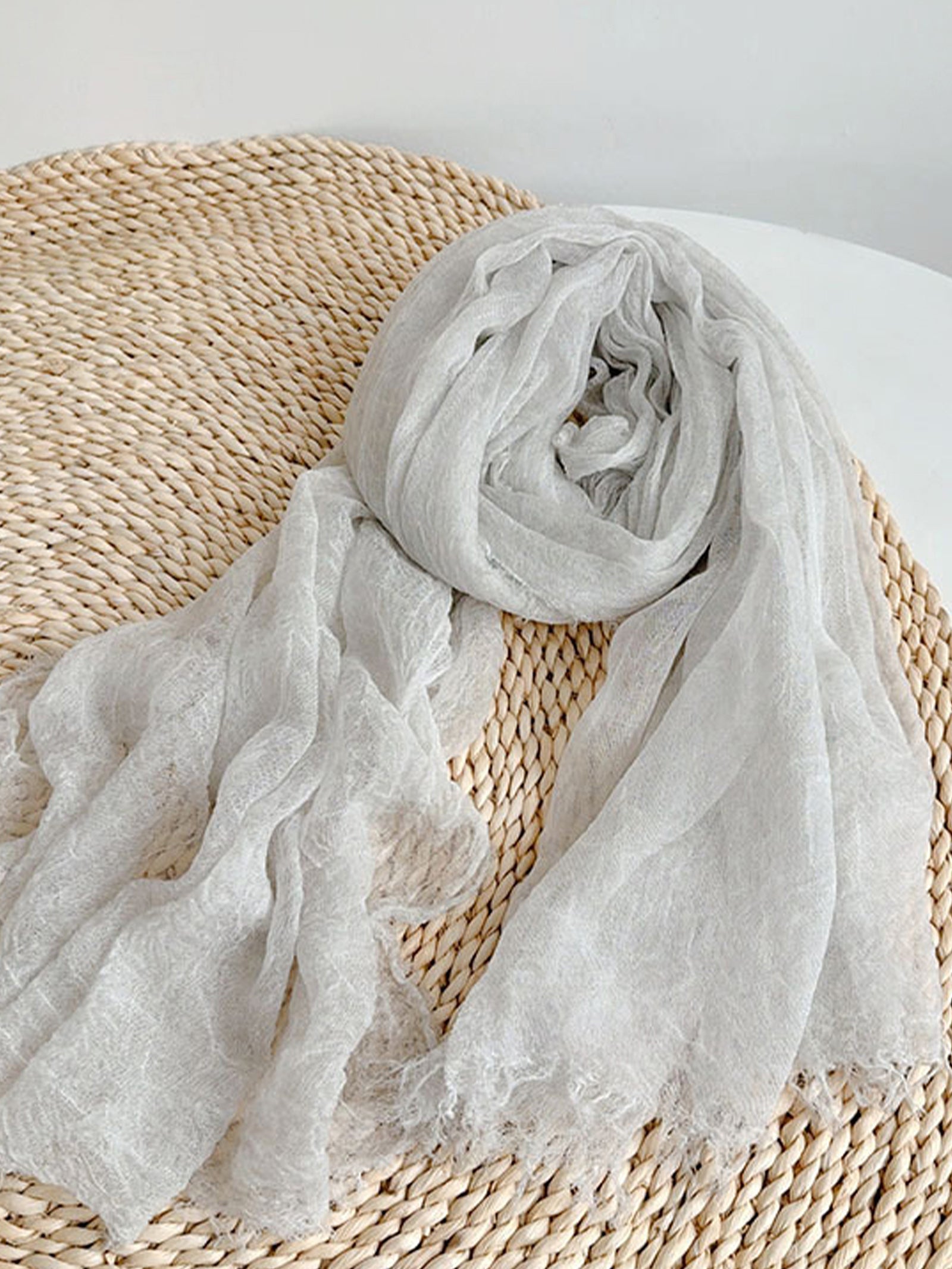 Wool Tencel Solid Ruched Lightweight Scarf DestGlow
