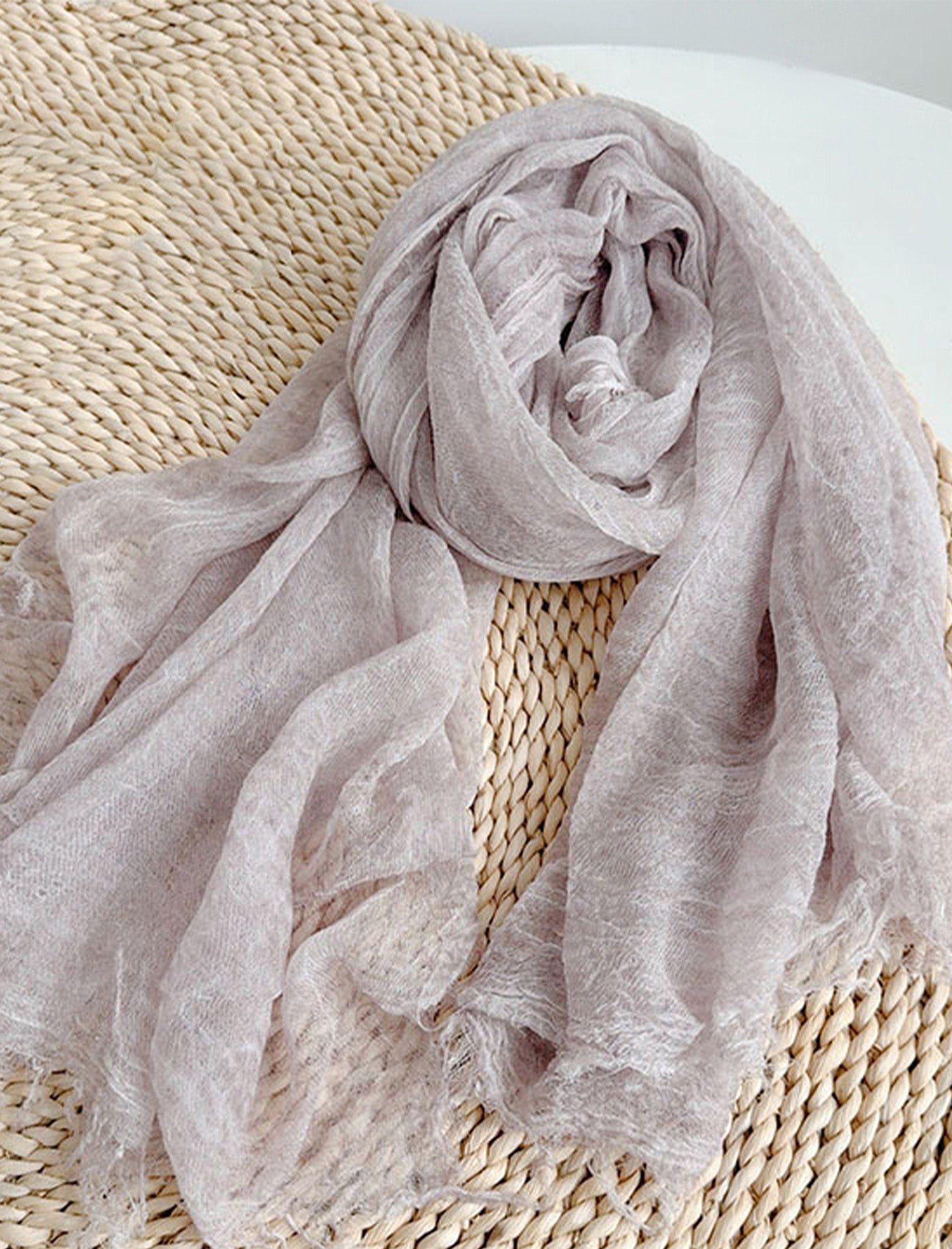 Wool Tencel Solid Ruched Lightweight Scarf DestGlow